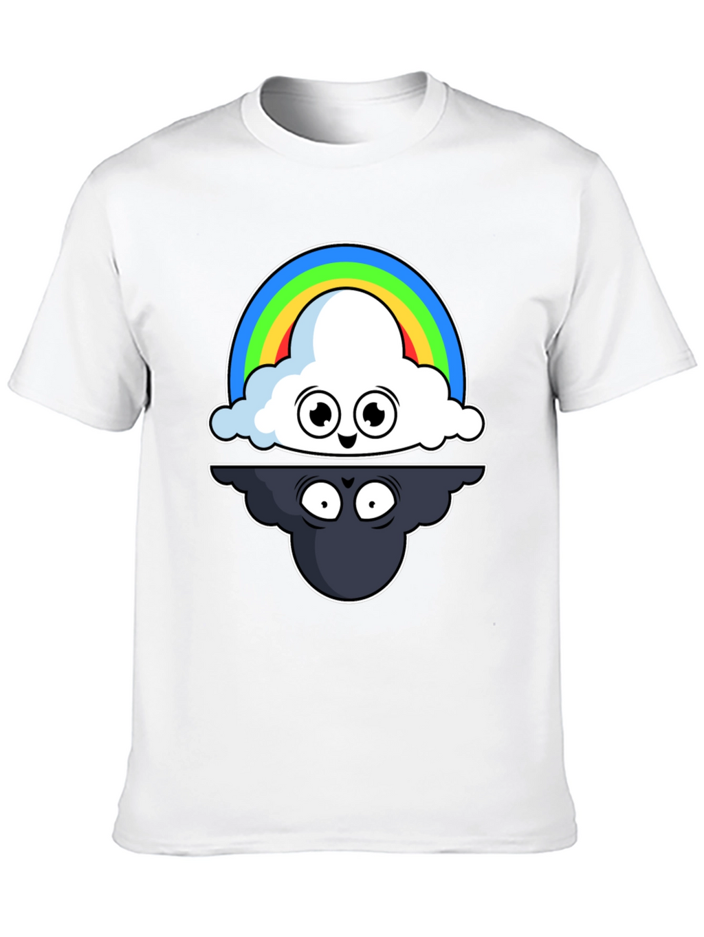 Cloud Rainbow T-Shirt: Optimistic and Shadowy Design