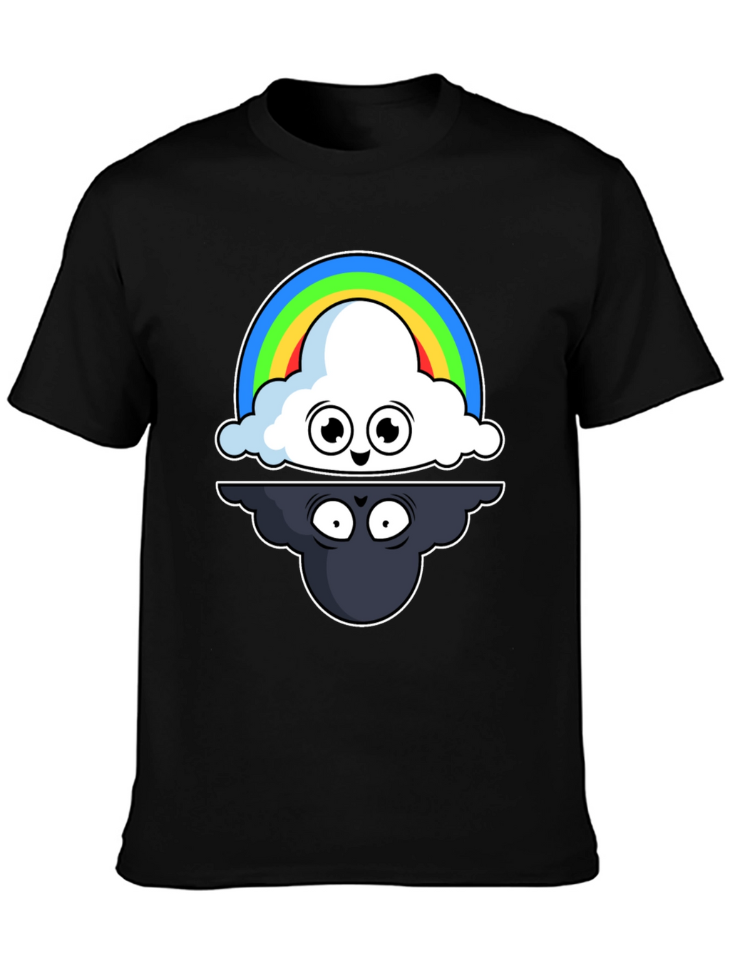 Cloud Rainbow T-Shirt: Optimistic and Shadowy Design
