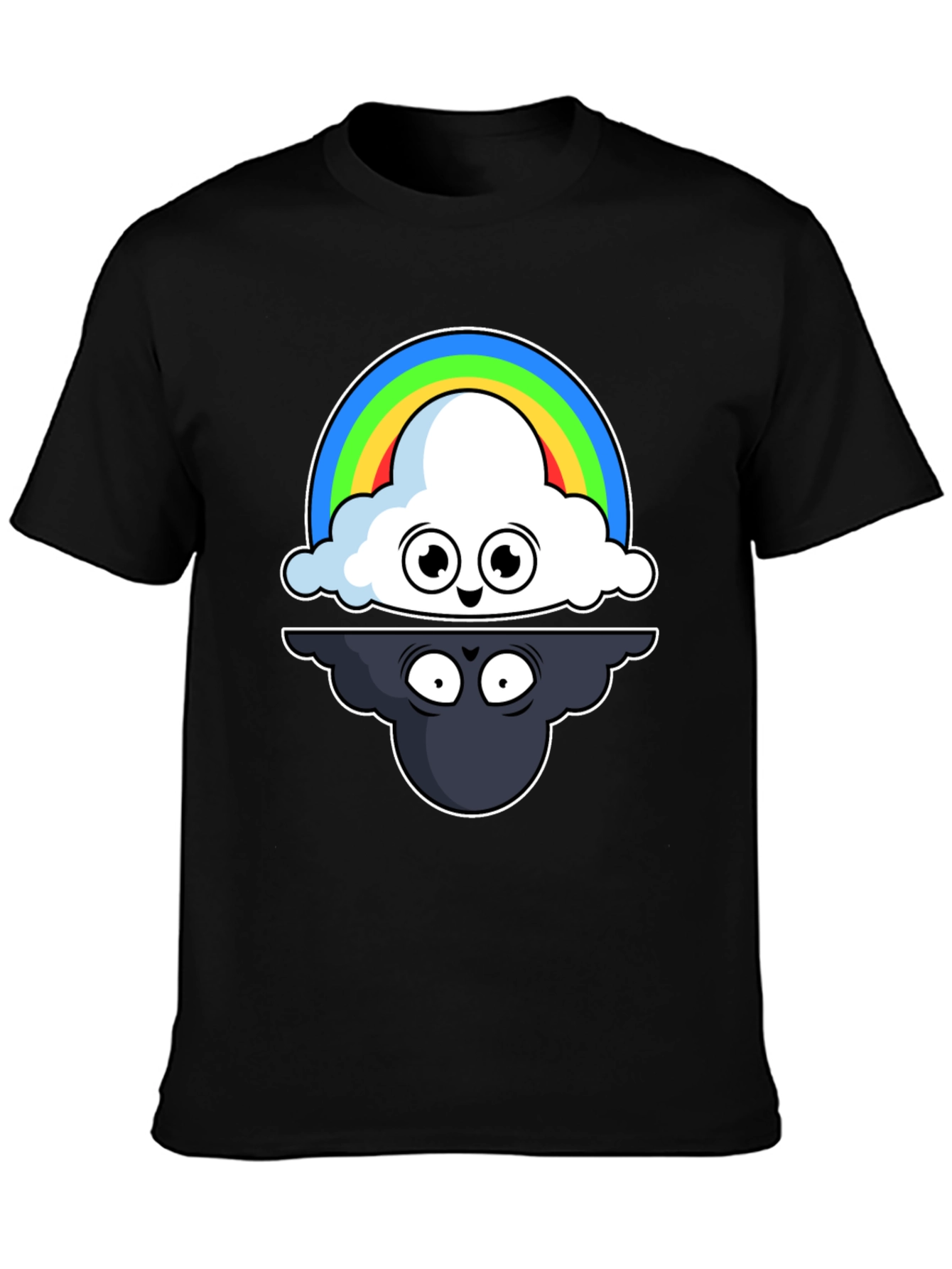 Cloud Rainbow T-Shirt: Optimistic and Shadowy Design