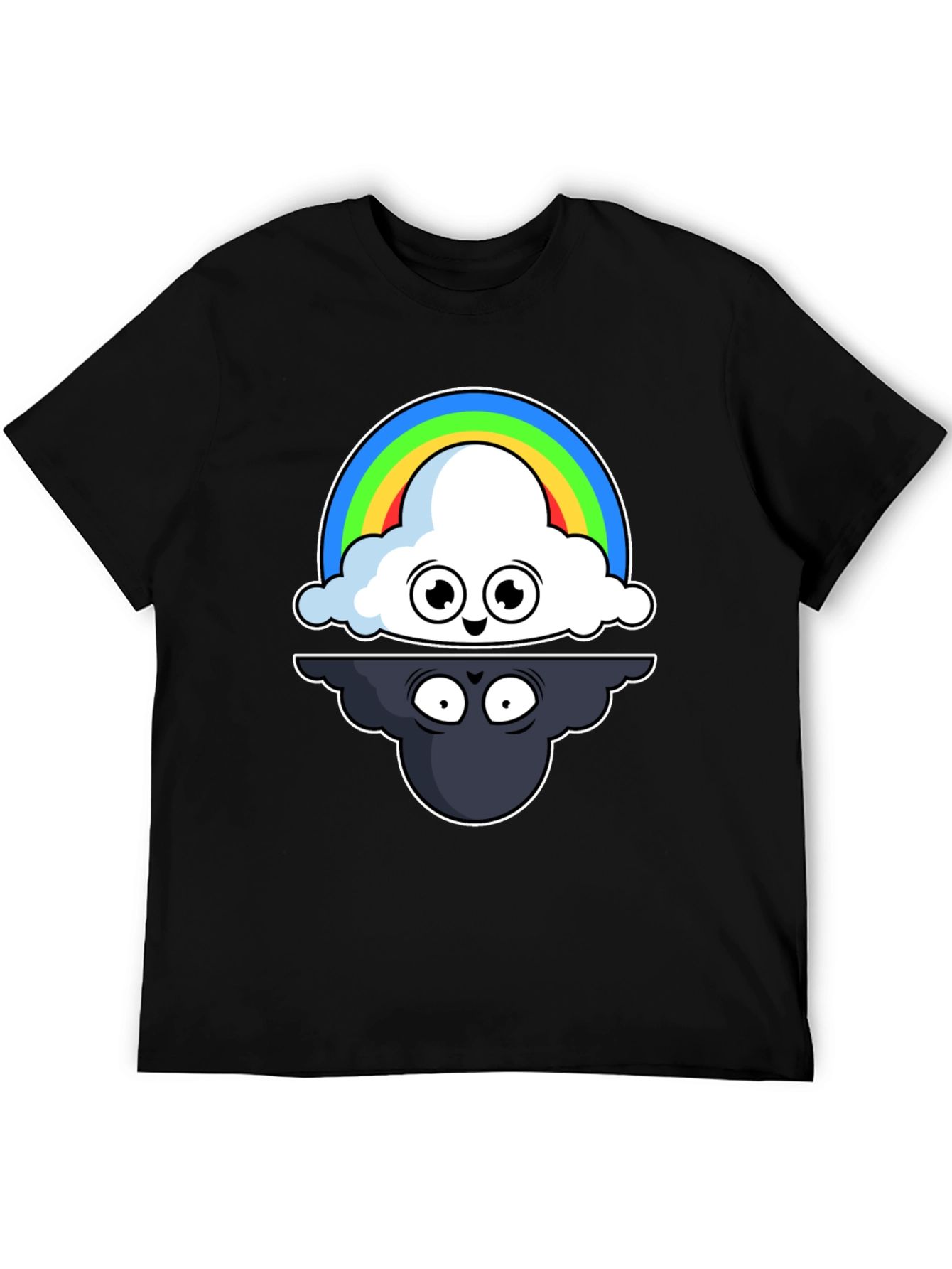 Cloud Rainbow T-Shirt: Optimistic and Shadowy Design