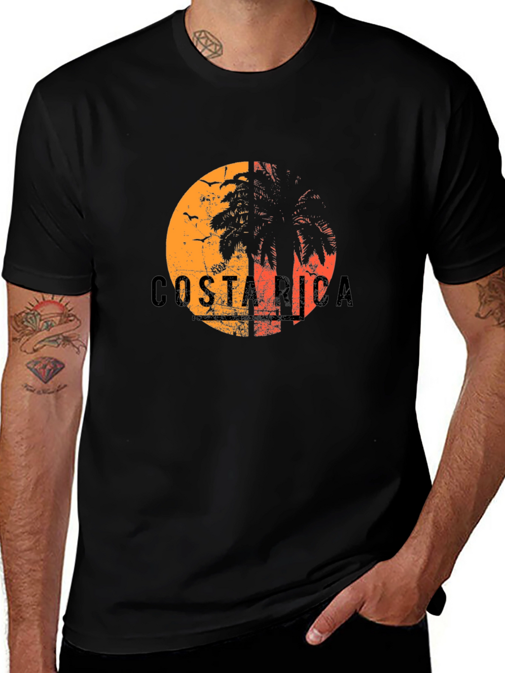 Costa Rica Sunset Palm Tree Graphic Tee