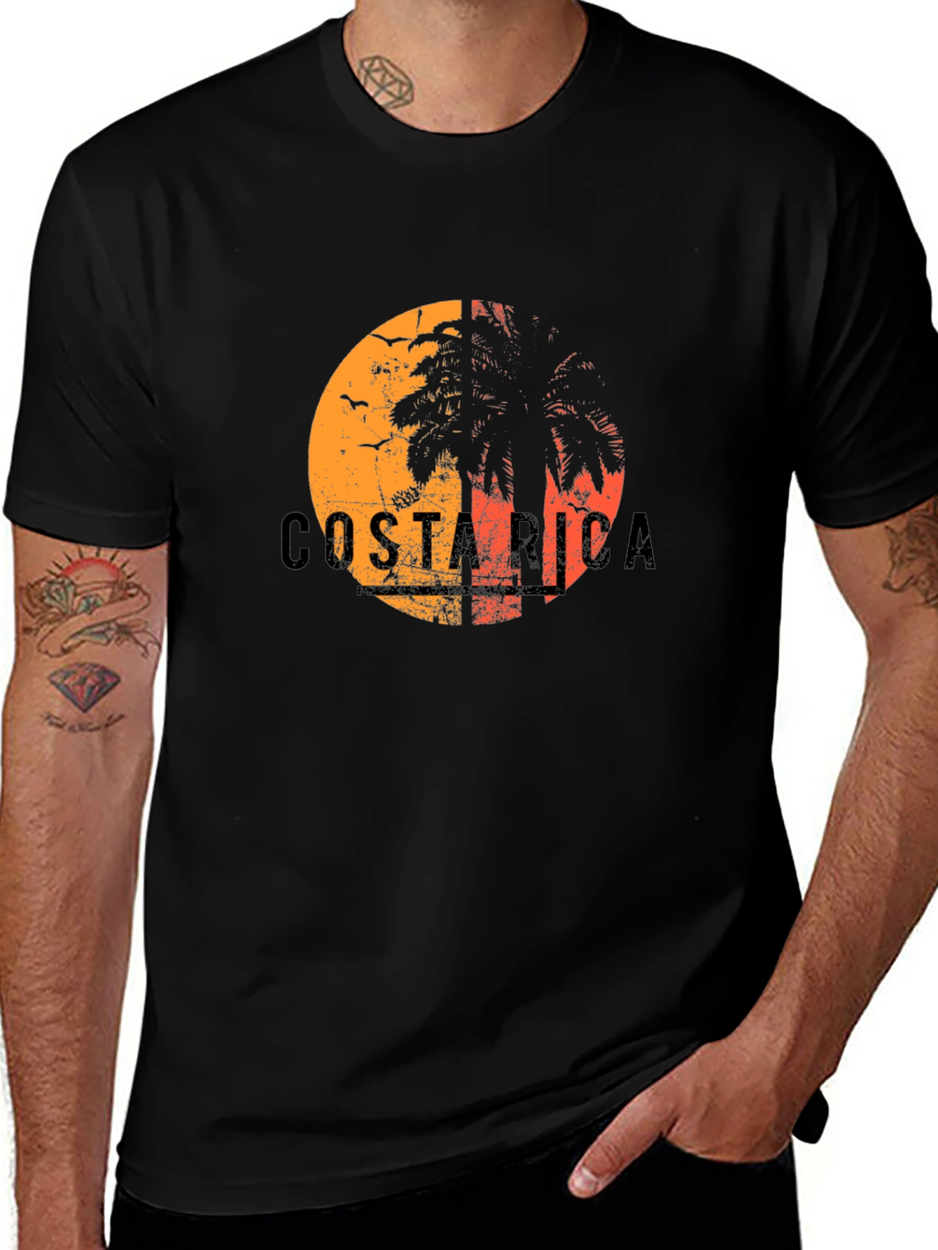 Costa Rica Sunset Palm Tree Graphic Tee