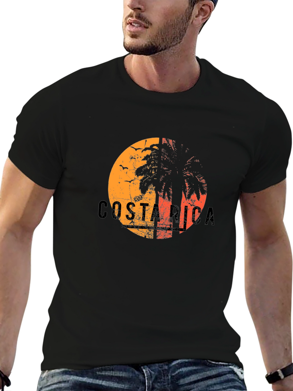 Costa Rica Sunset Palm Tree Graphic Tee