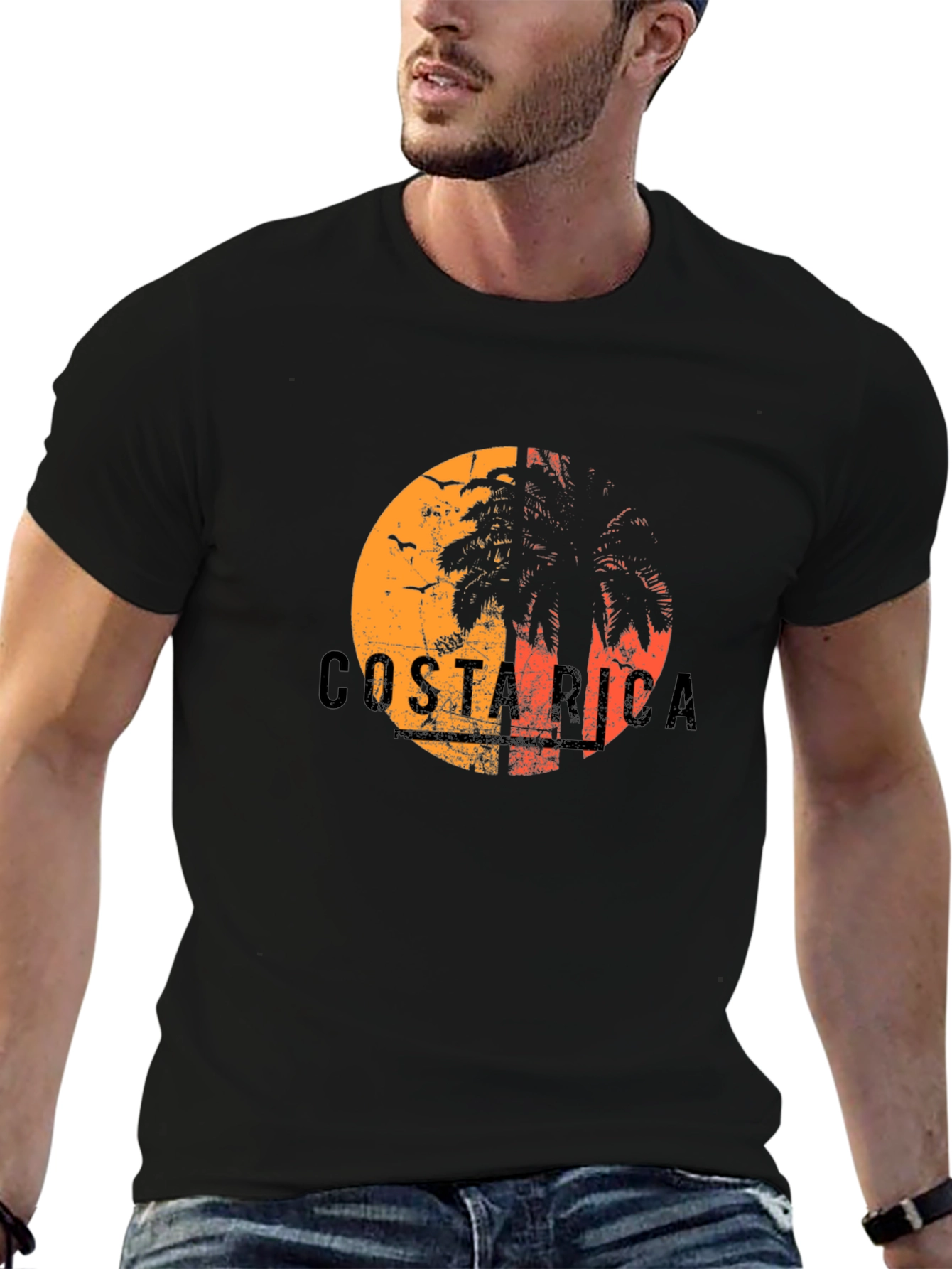 Costa Rica Sunset Palm Tree Graphic Tee