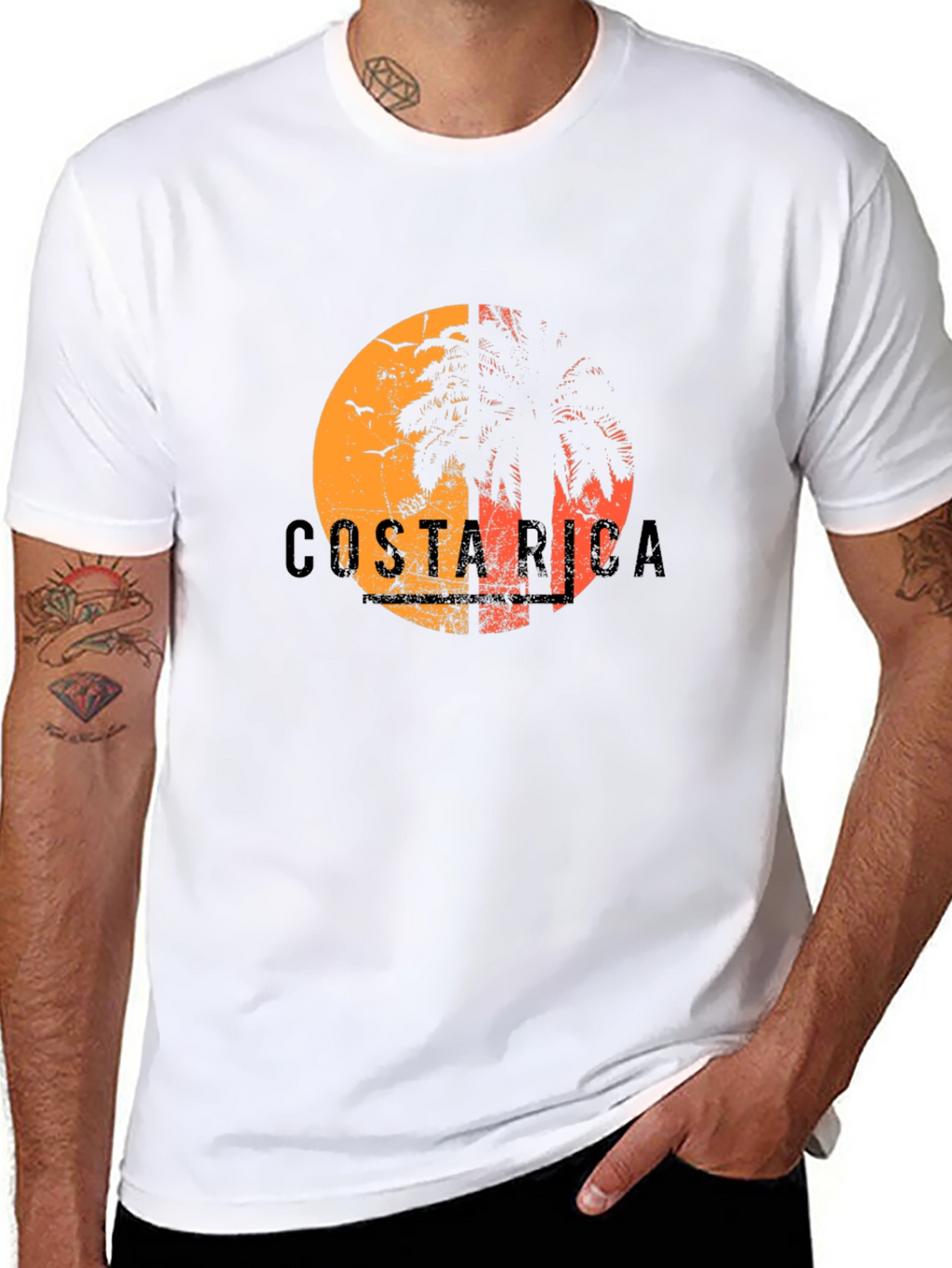 Costa Rica Sunset Palm Tree Graphic Tee