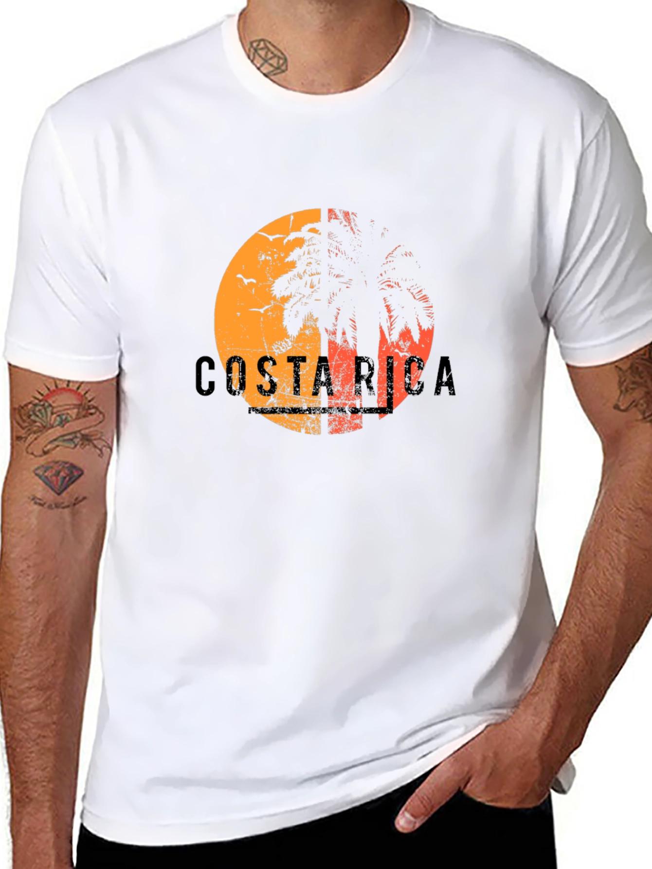 Costa Rica Sunset Palm Tree Graphic Tee