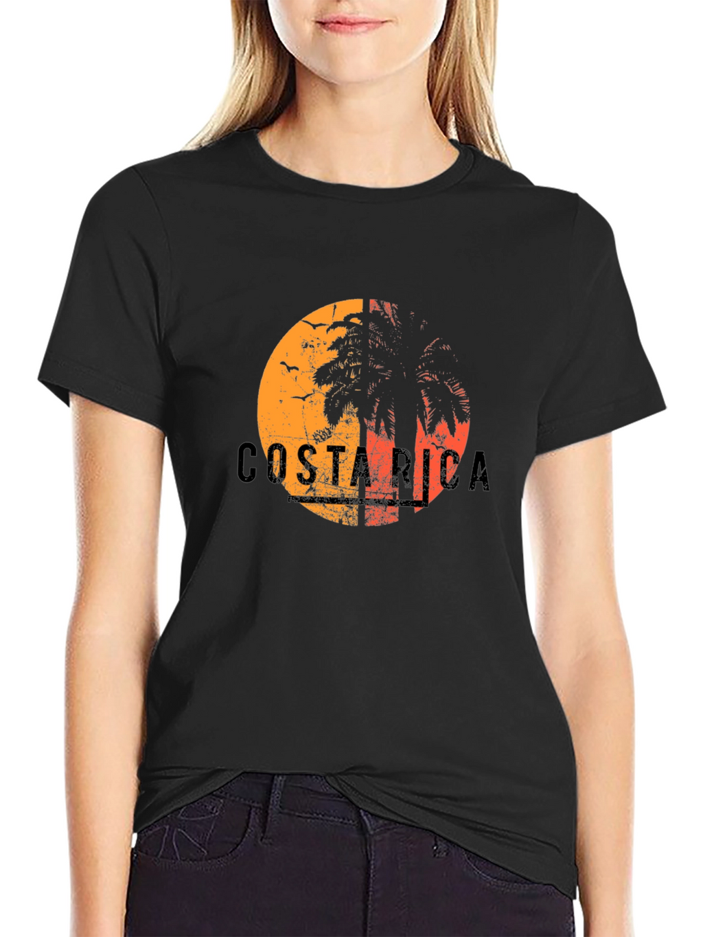 Costa Rica Sunset Palm Tree Graphic Tee