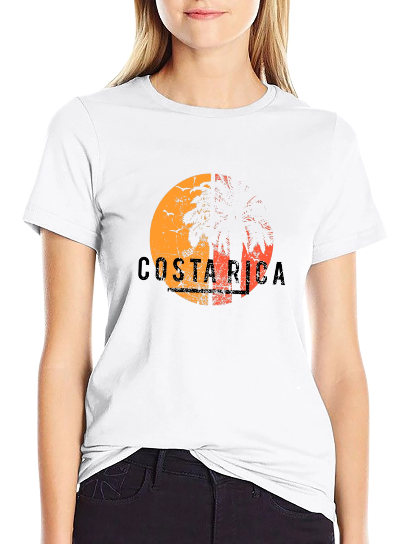 Costa Rica Sunset Palm Tree Graphic Tee