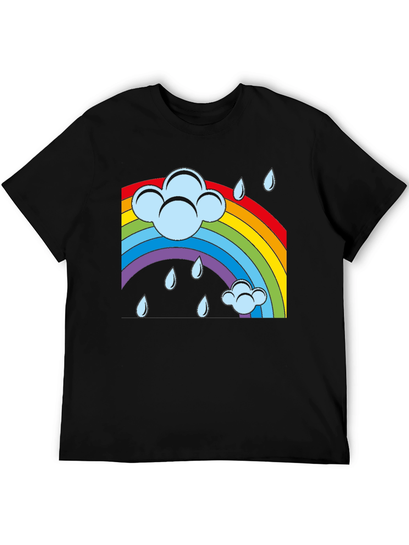 Rainbow Cloud Rain Graphic T-Shirt - Soft Cotton Blend