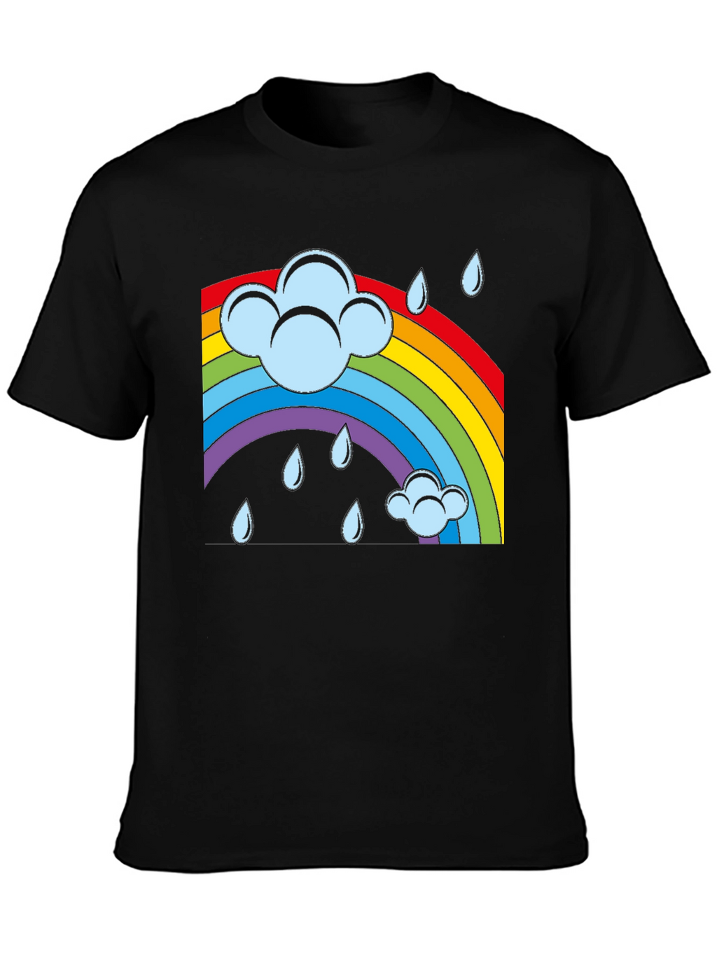 Rainbow Cloud Rain Graphic T-Shirt - Soft Cotton Blend