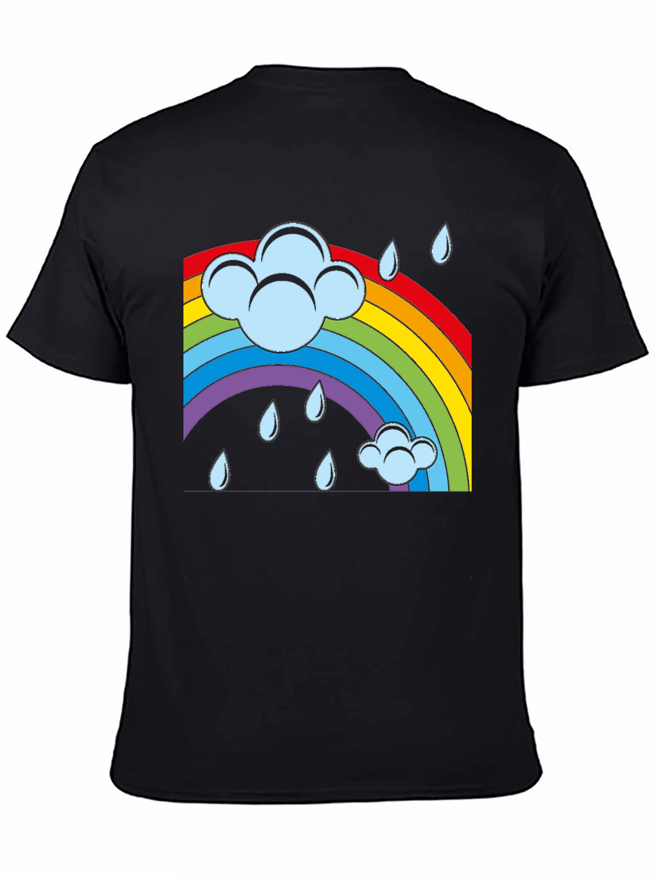 Rainbow Cloud Rain Graphic T-Shirt - Soft Cotton Blend