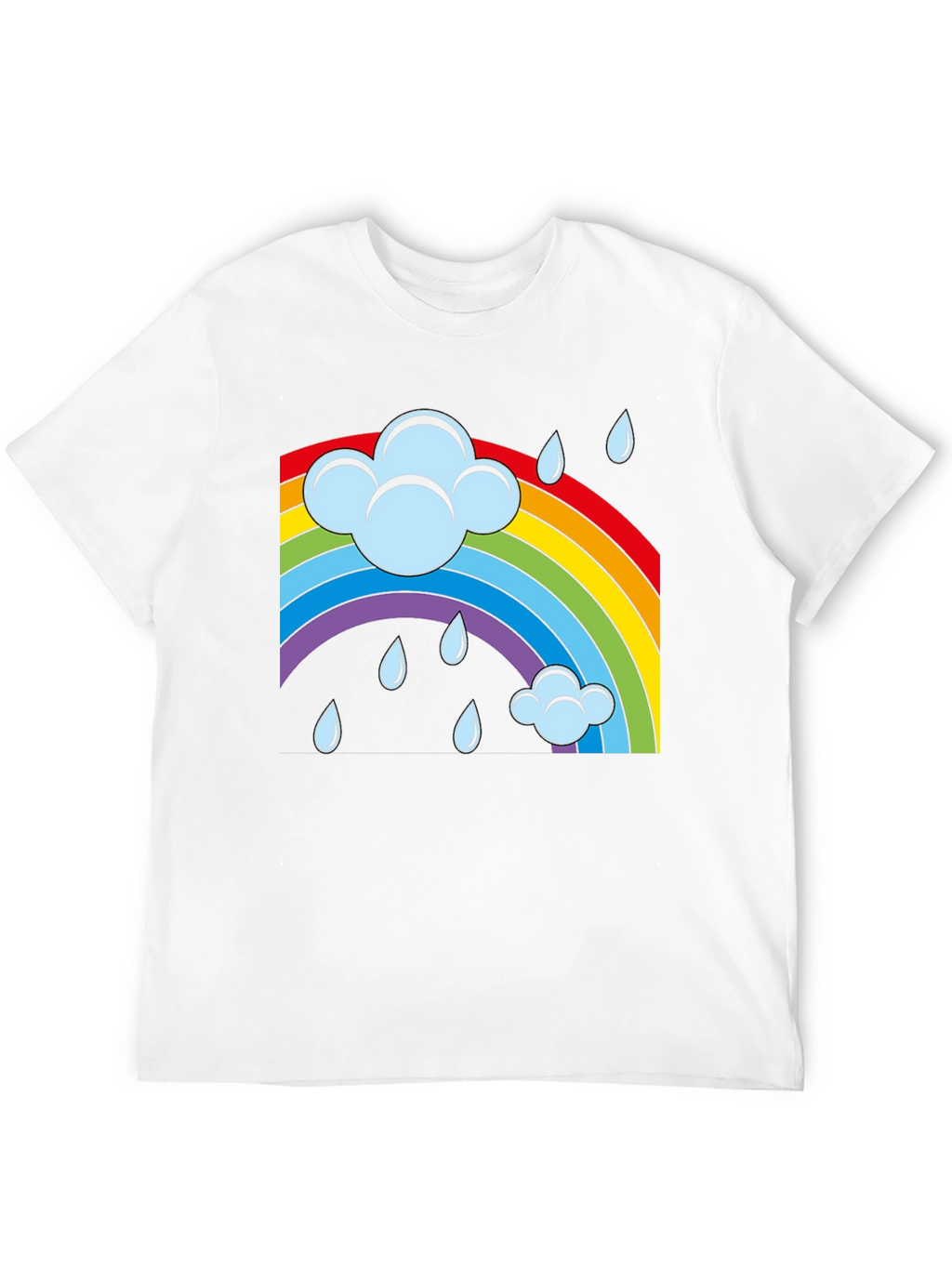 Rainbow Cloud Rain Graphic T-Shirt - Soft Cotton Blend