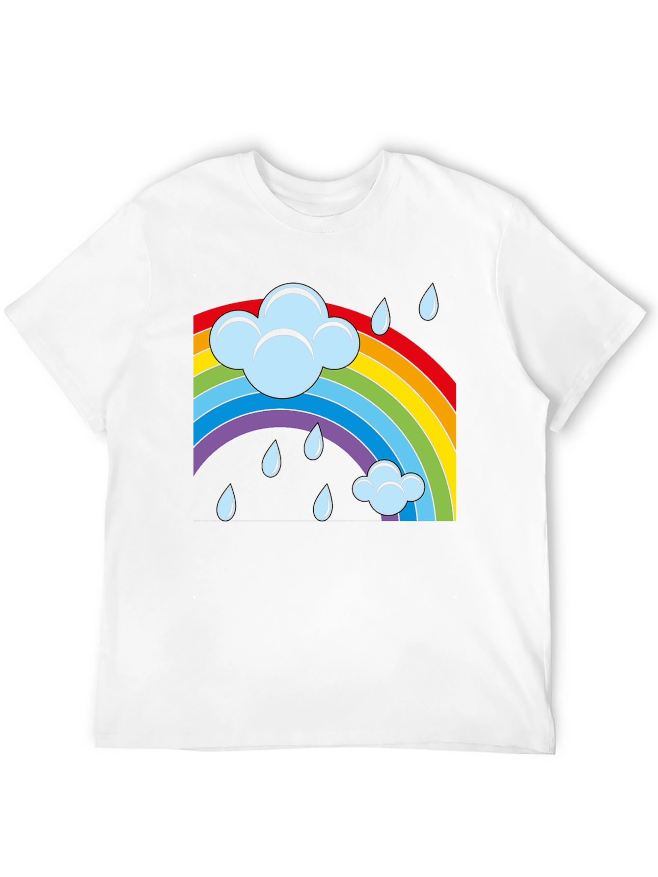 Rainbow Cloud Rain Graphic T-Shirt - Soft Cotton Blend