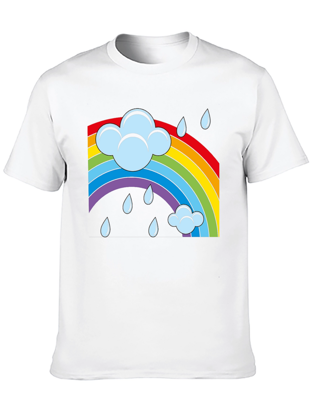 Rainbow Cloud Rain Graphic T-Shirt - Soft Cotton Blend