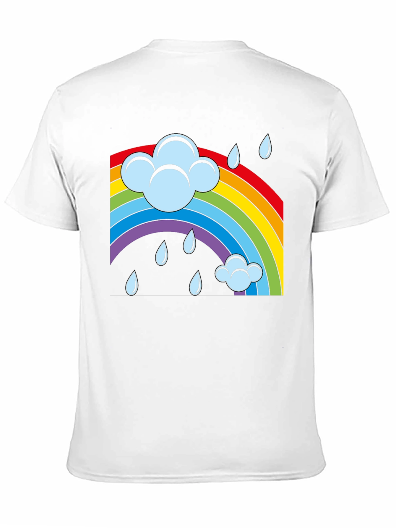 Rainbow Cloud Rain Graphic T-Shirt - Soft Cotton Blend
