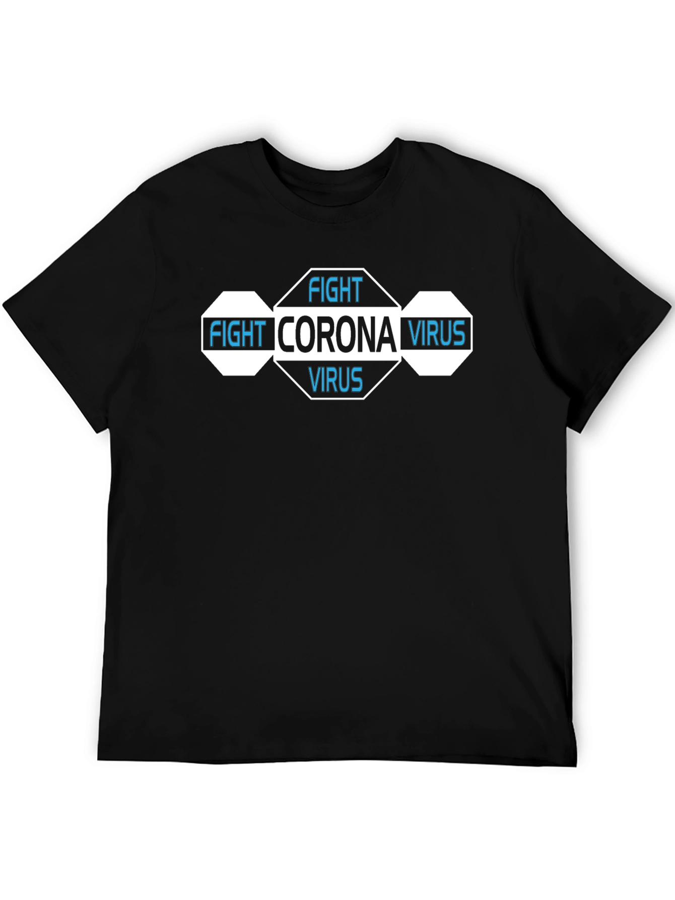 Fight Corona Virus Black Graphic T-Shirt