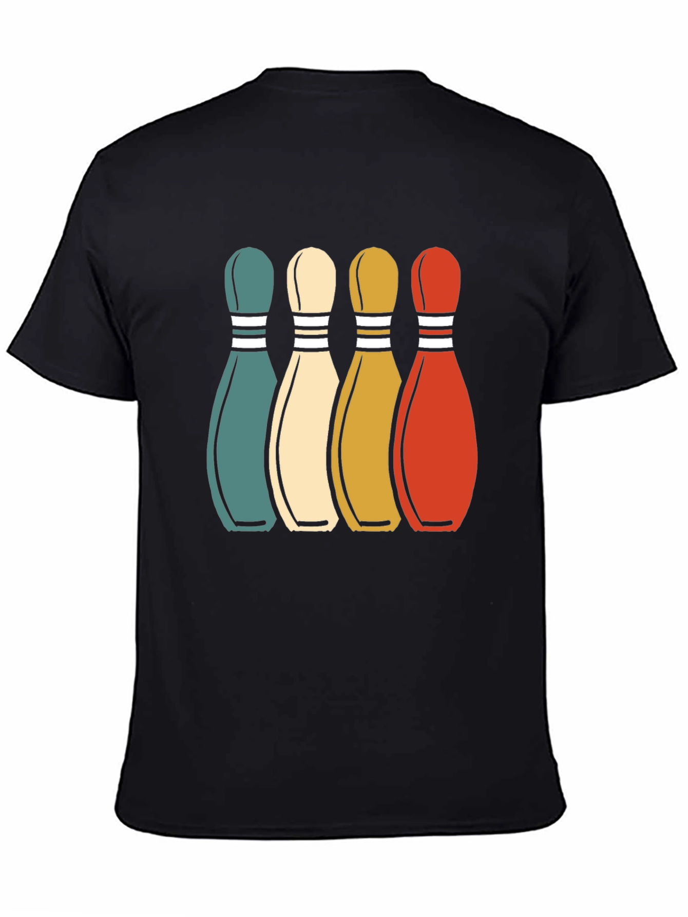 Retro Bowling Pins Graphic Tee - Vintage Style Shirt