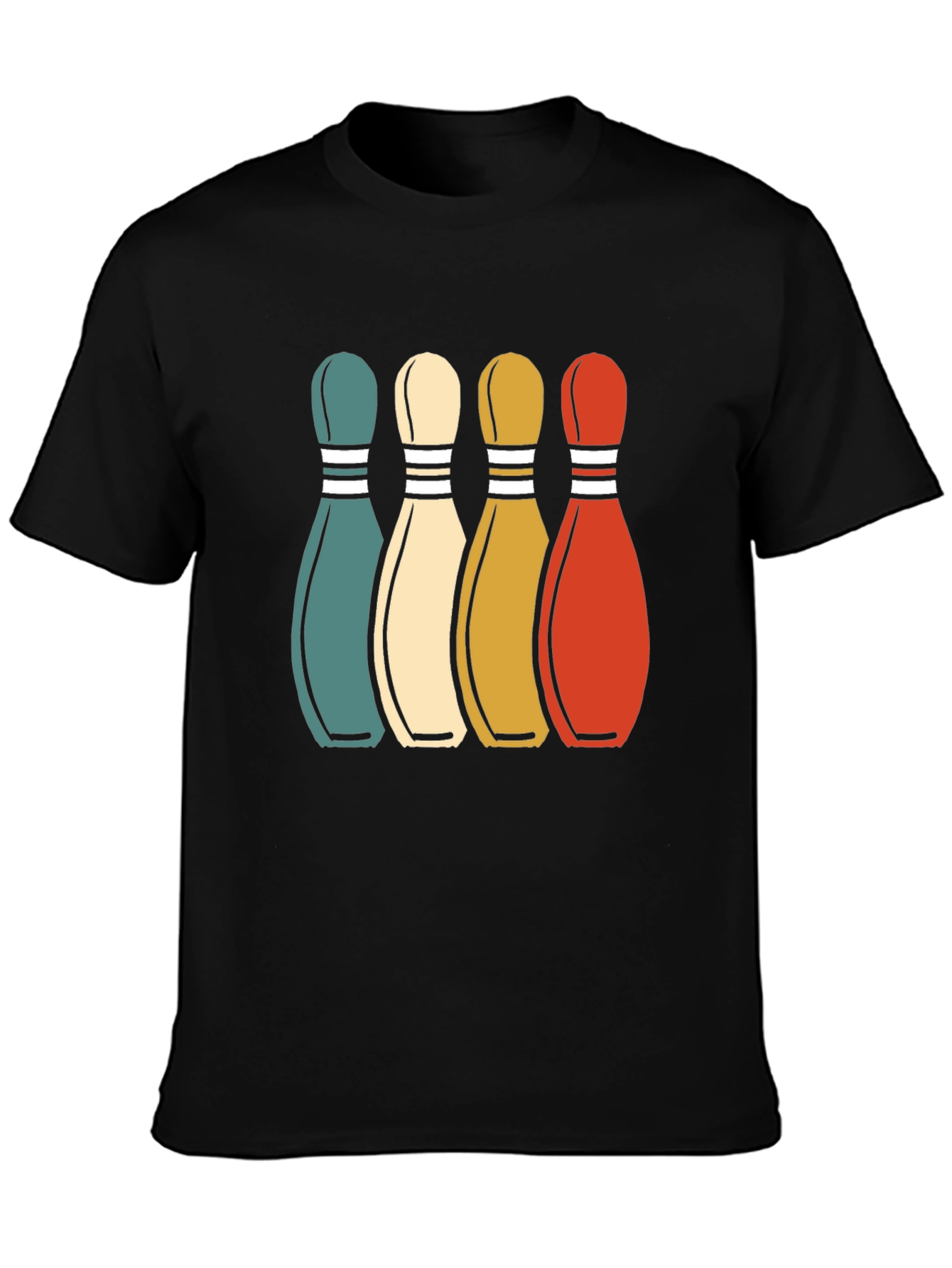 Retro Bowling Pins Graphic Tee - Vintage Style Shirt