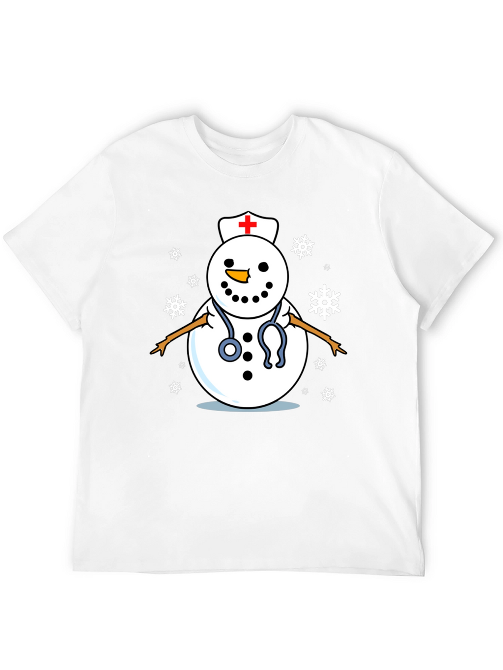 Nurse Snowman T-Shirt - Black Cotton Holiday Tee
