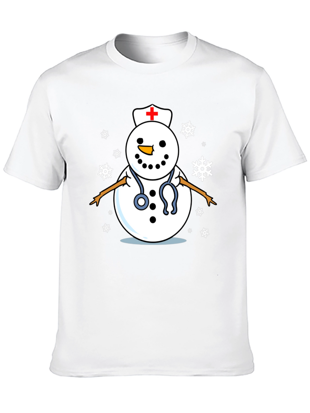Nurse Snowman T-Shirt - Black Cotton Holiday Tee