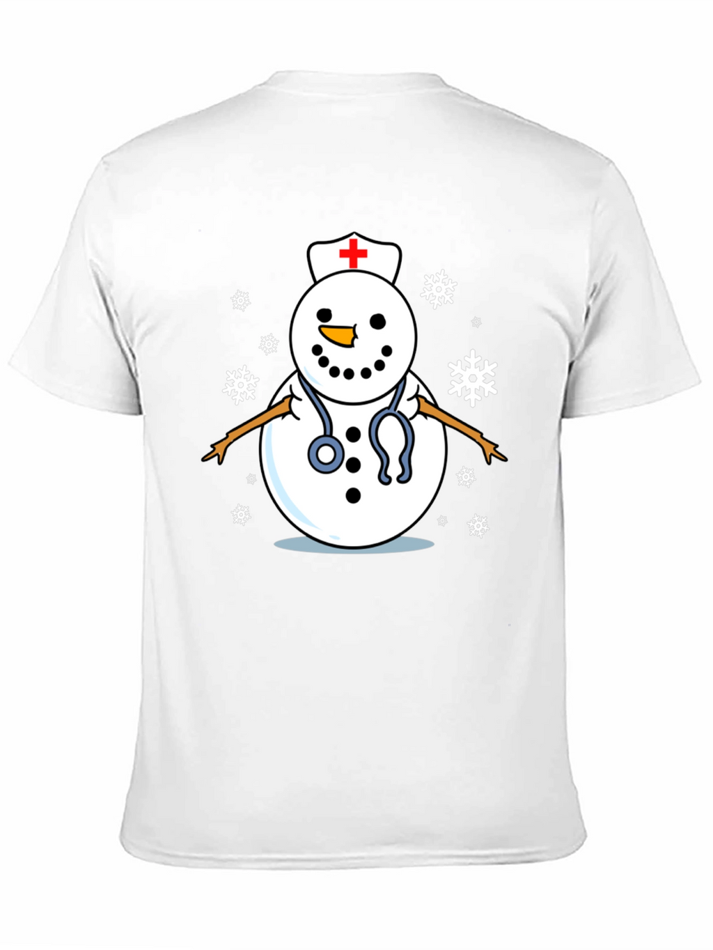 Nurse Snowman T-Shirt - Black Cotton Holiday Tee