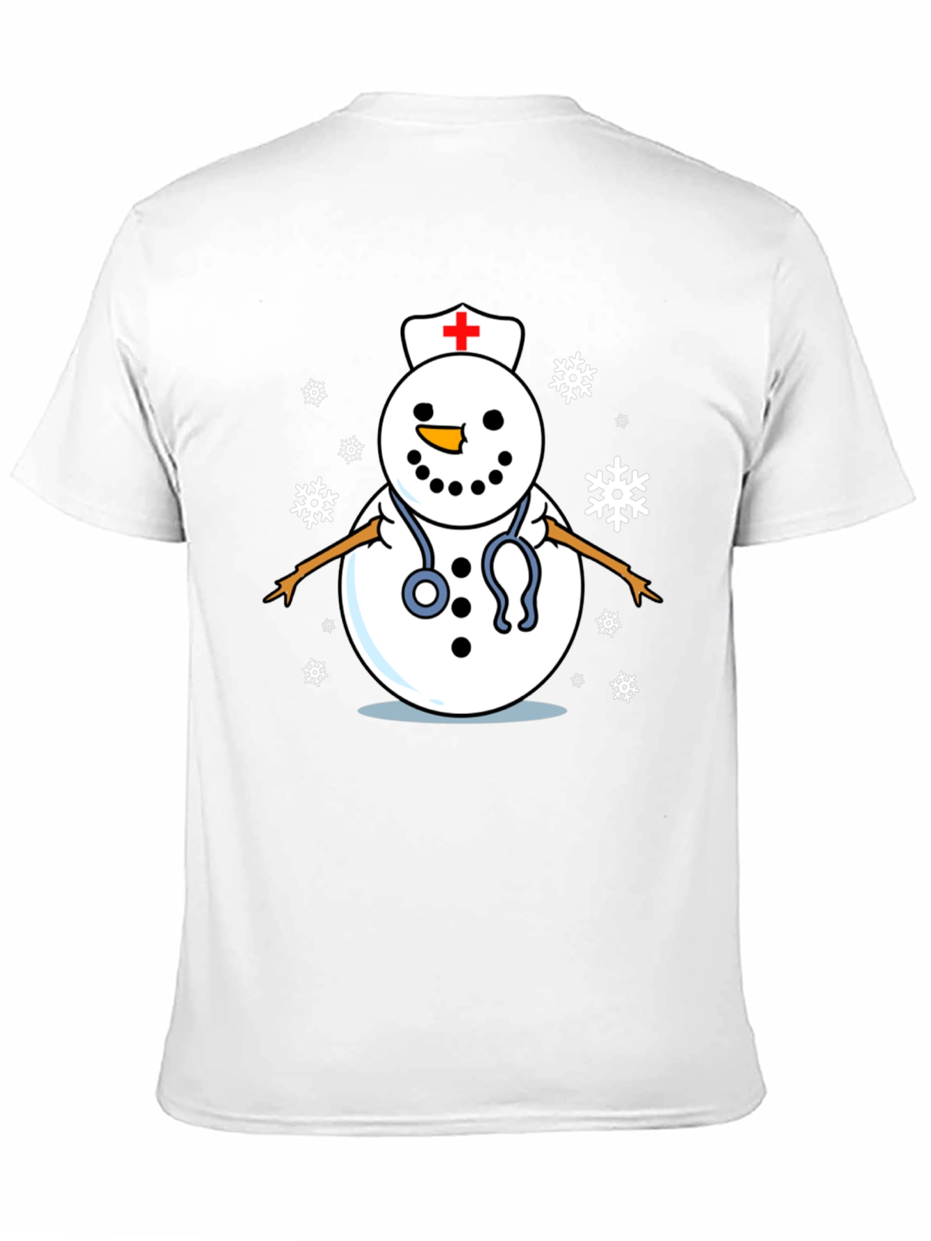 Nurse Snowman T-Shirt - Black Cotton Holiday Tee