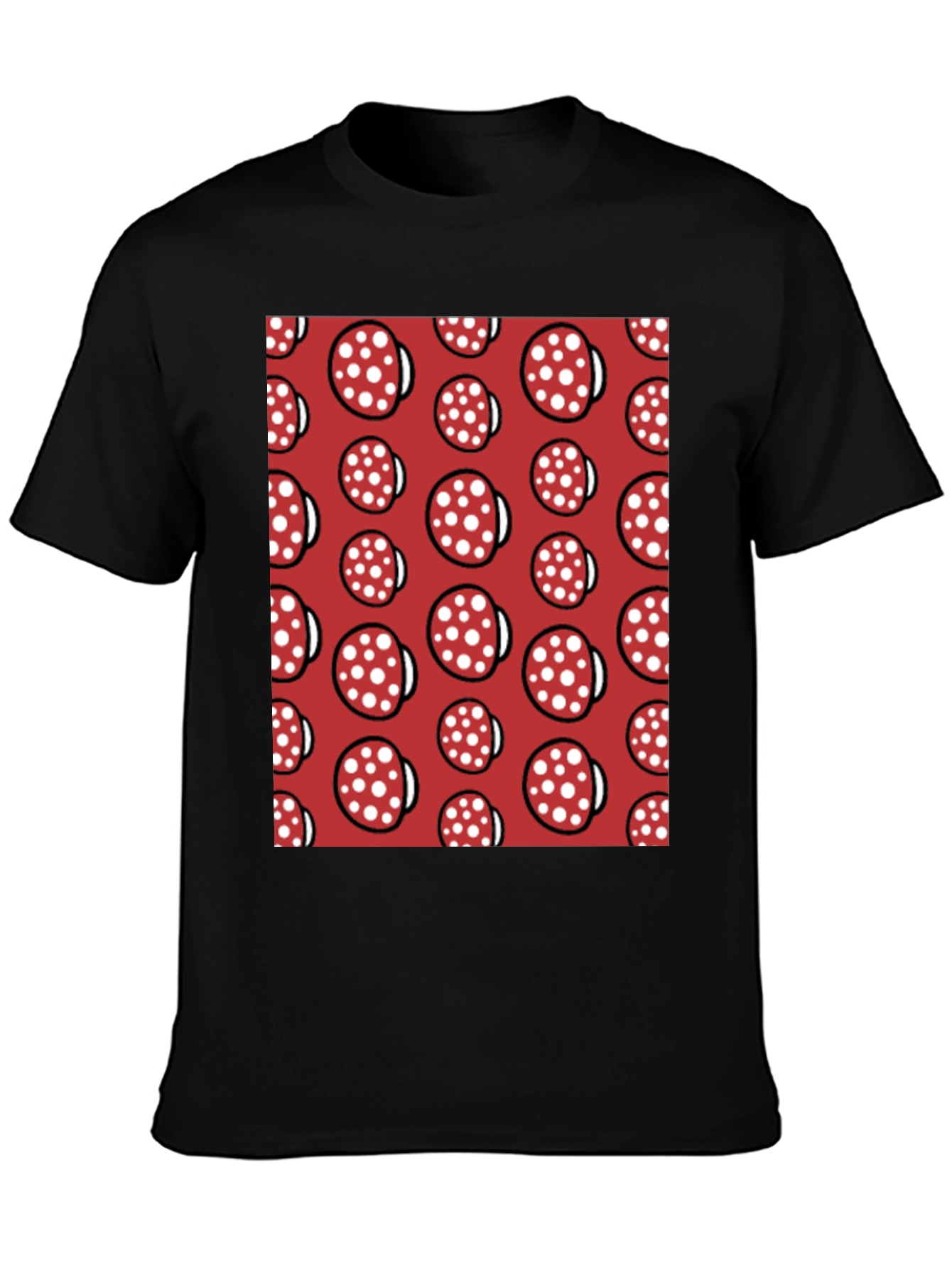 Novelty Salami Pattern Black T-Shirt