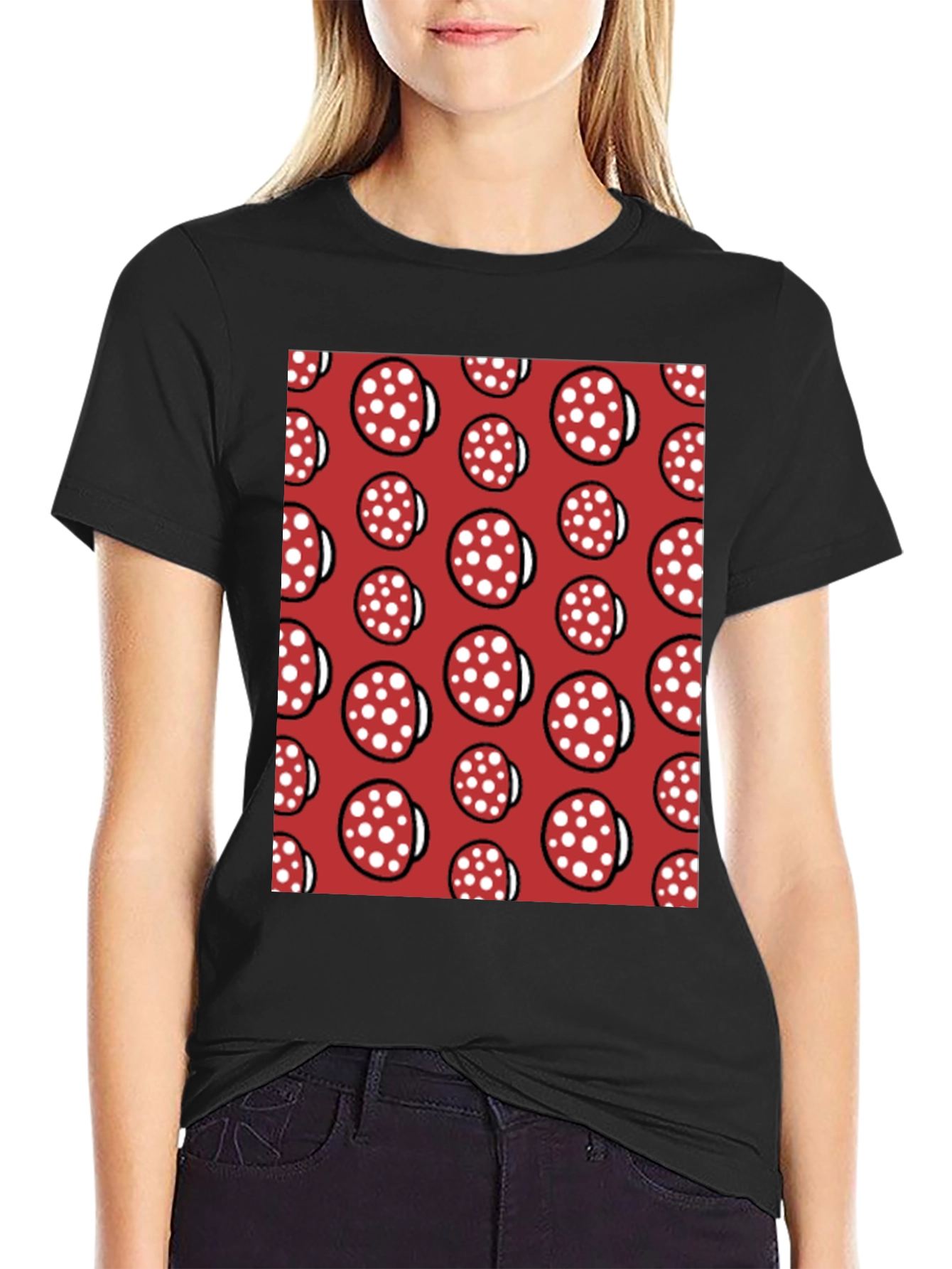 Novelty Salami Pattern Black T-Shirt