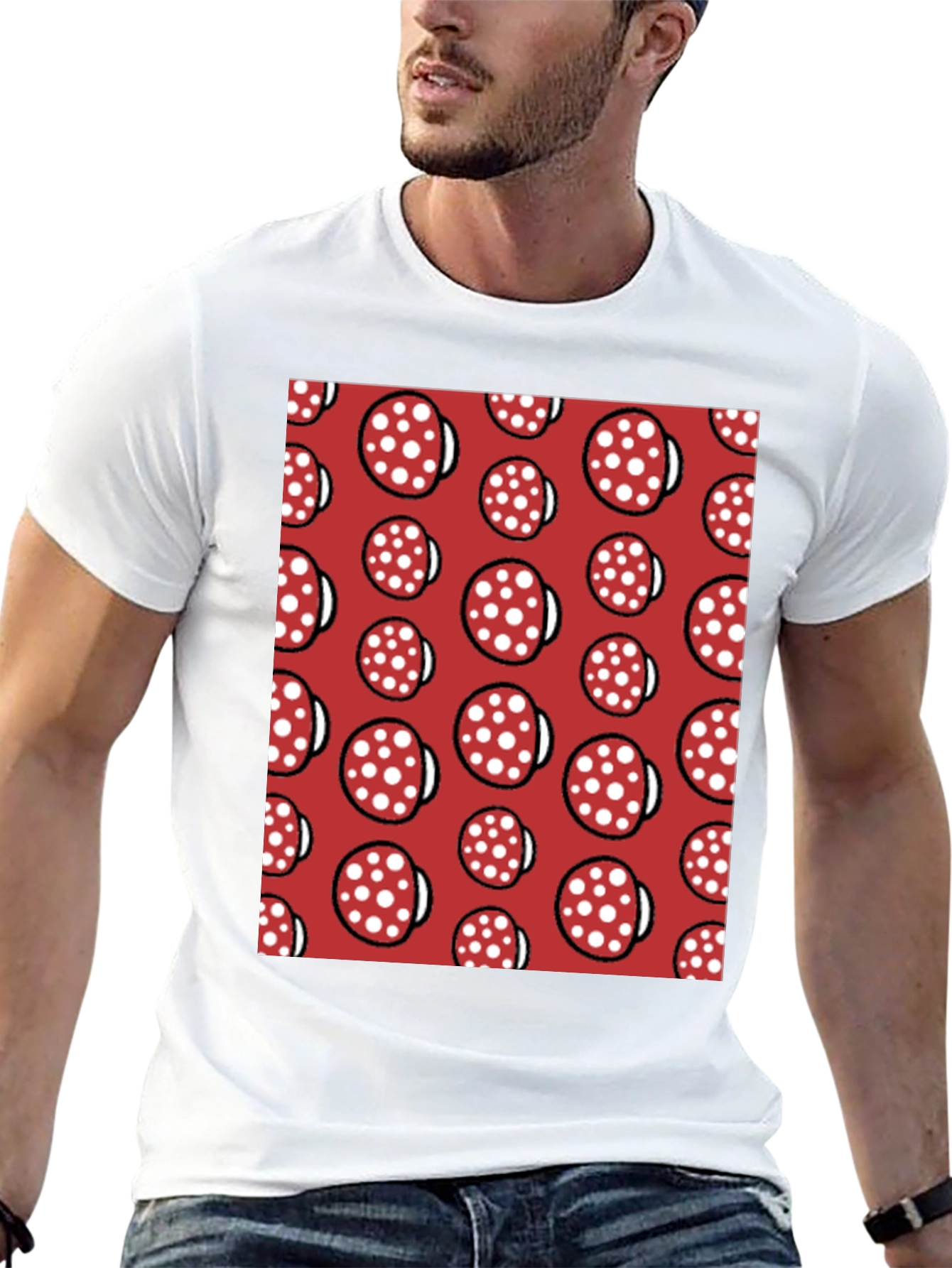 Novelty Salami Pattern Black T-Shirt