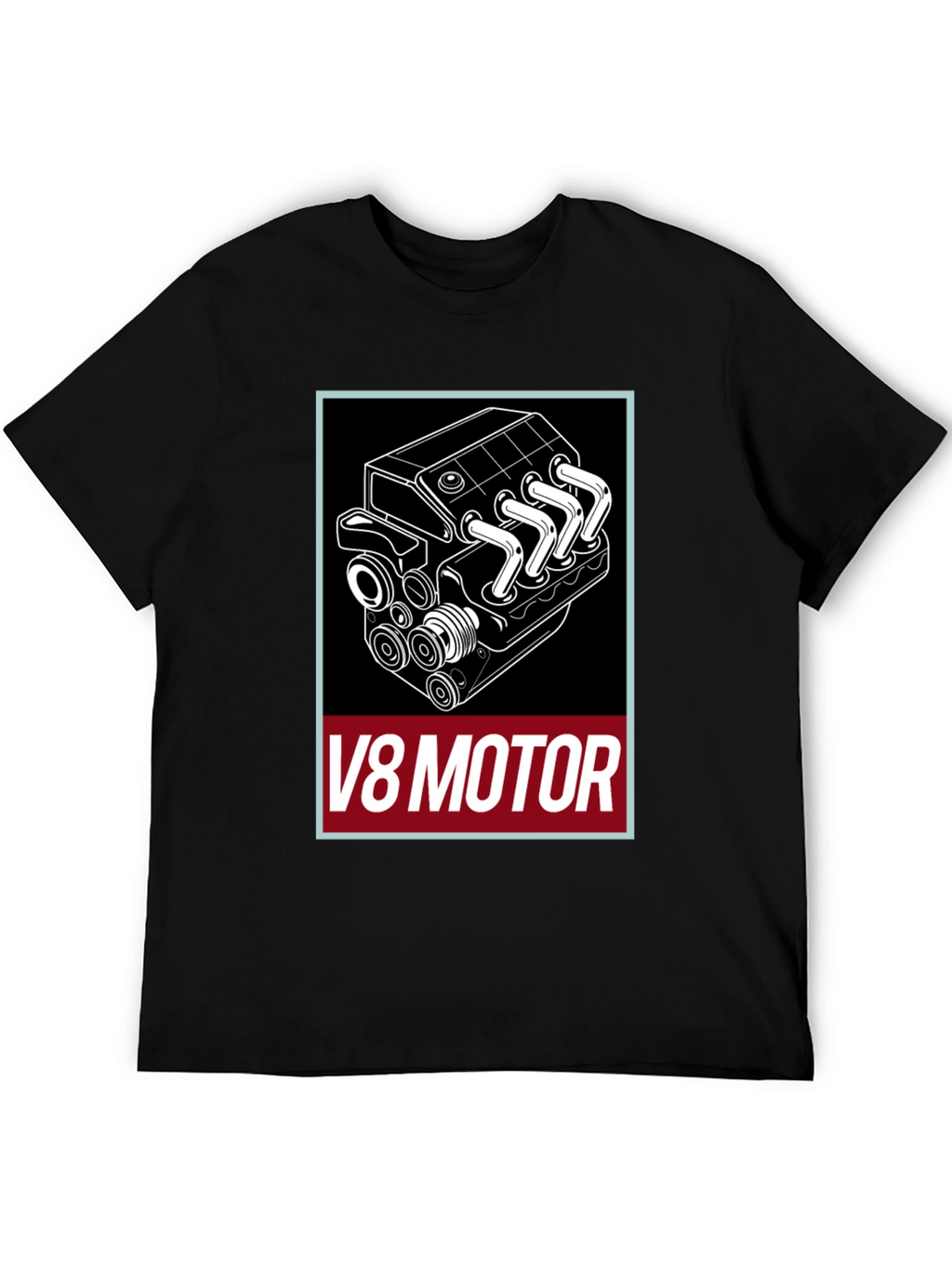 V8 Motor Graphic Tee - Black Cotton T-Shirt