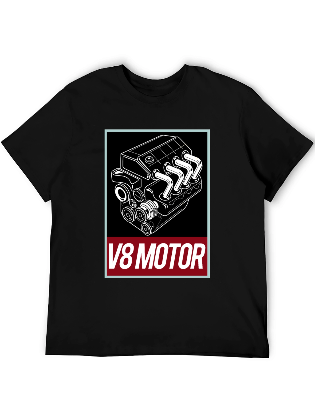 V8 Motor Graphic Tee - Black Cotton T-Shirt