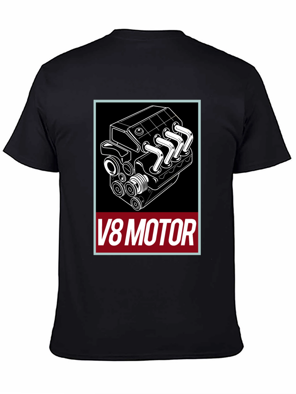 V8 Motor Graphic Tee - Black Cotton T-Shirt