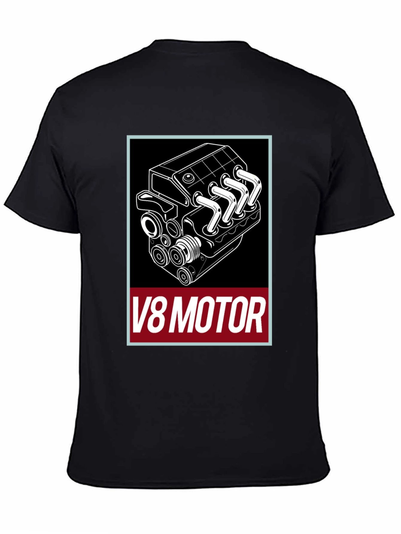 V8 Motor Graphic Tee - Black Cotton T-Shirt