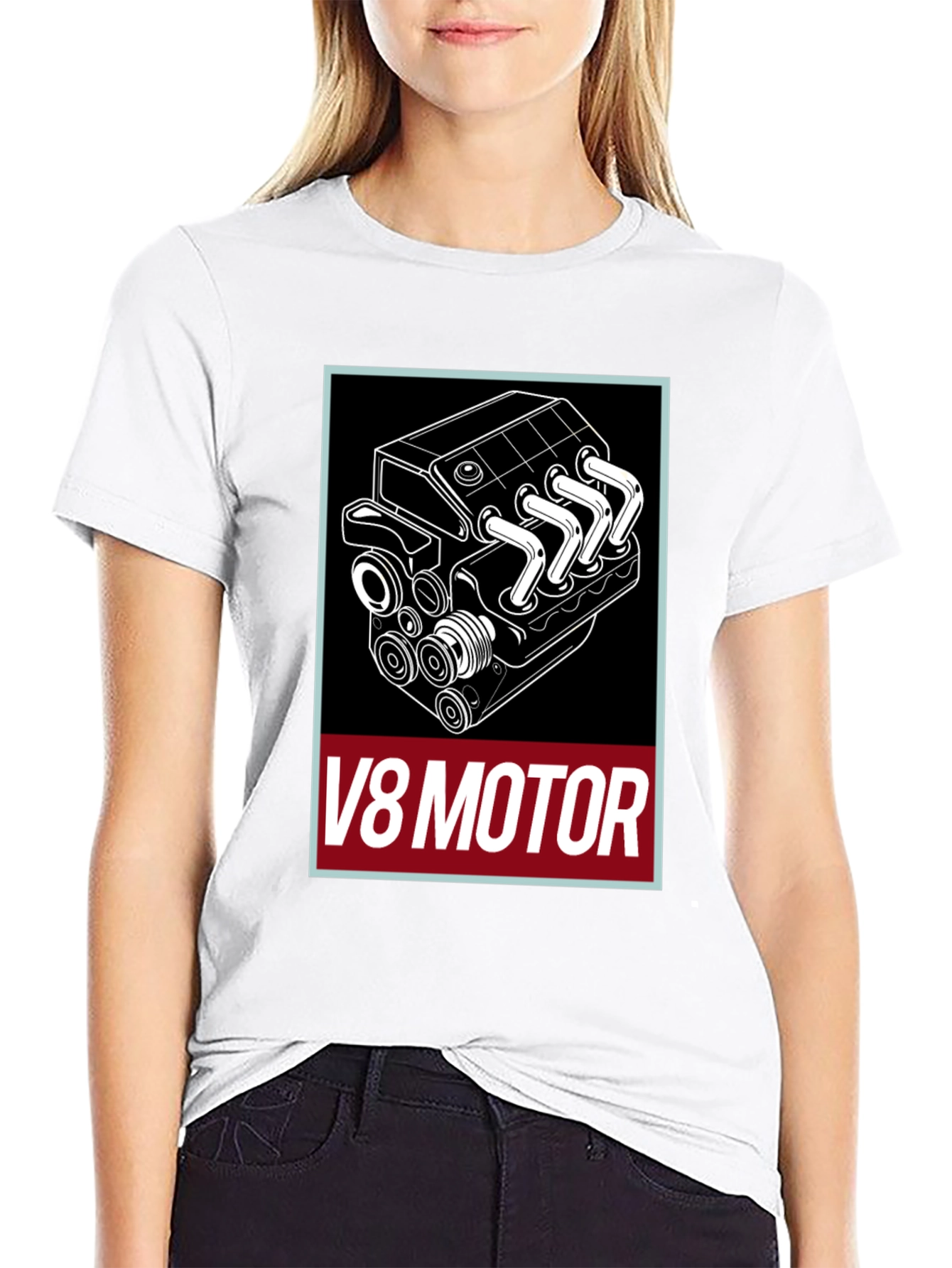 V8 Motor Graphic Tee - Black Cotton T-Shirt