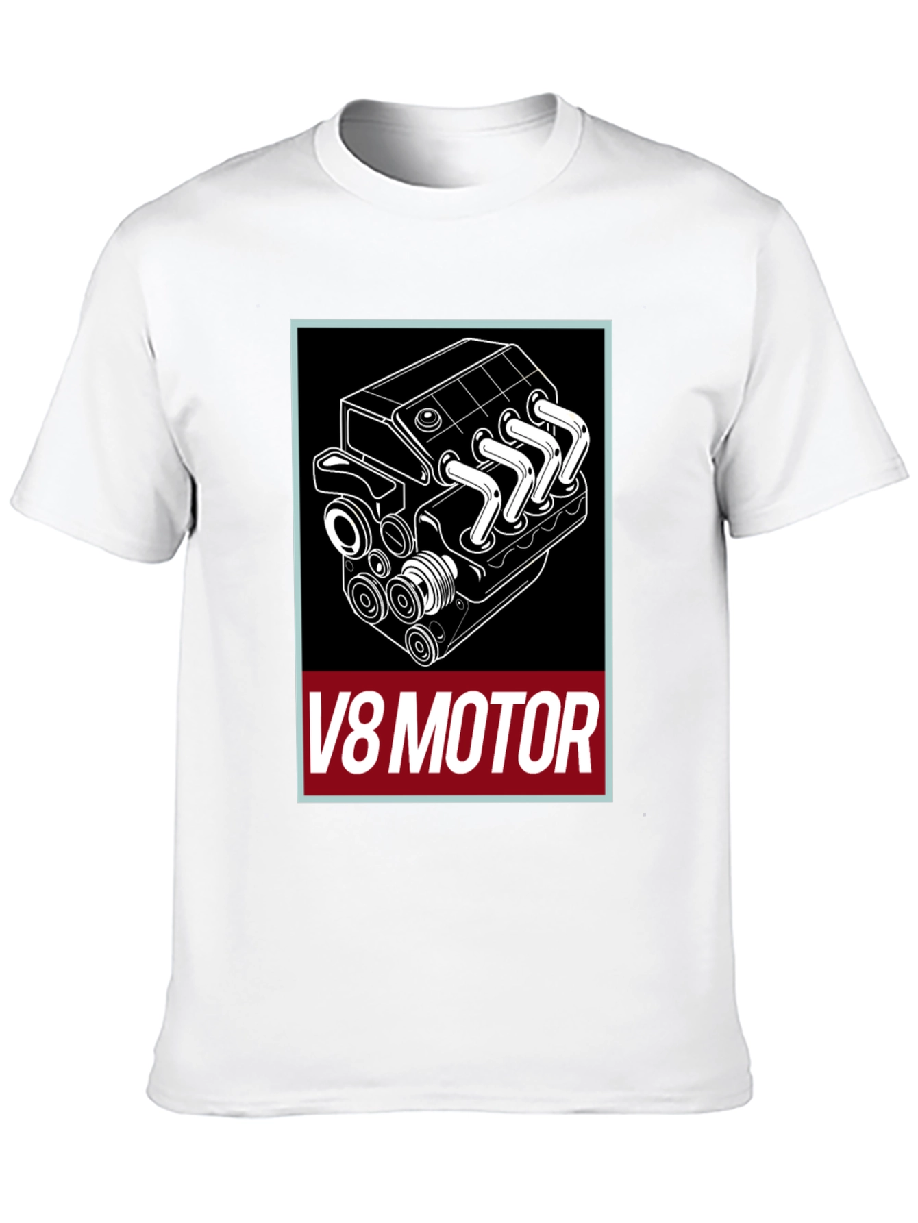 V8 Motor Graphic Tee - Black Cotton T-Shirt