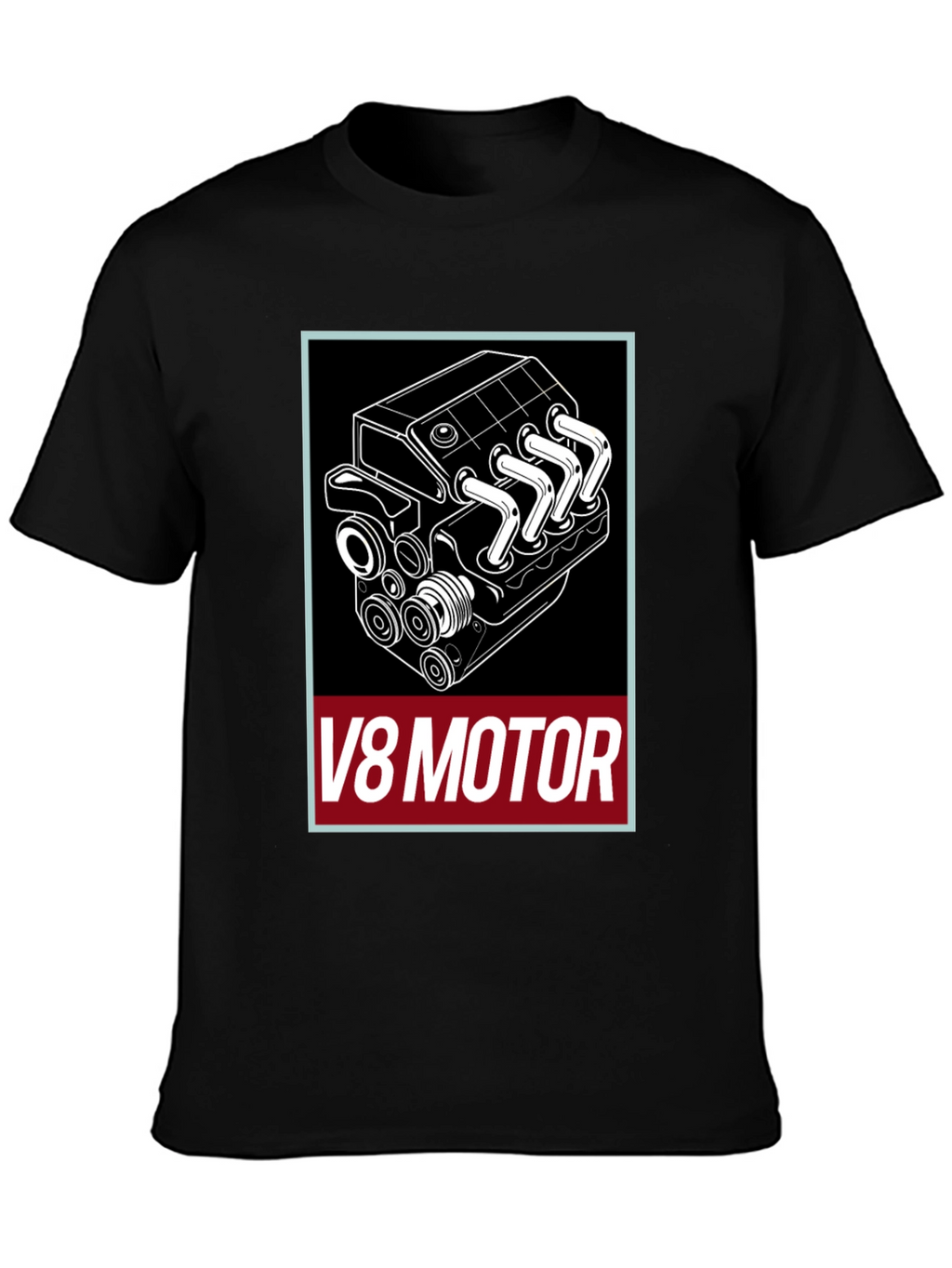 V8 Motor Graphic Tee - Black Cotton T-Shirt