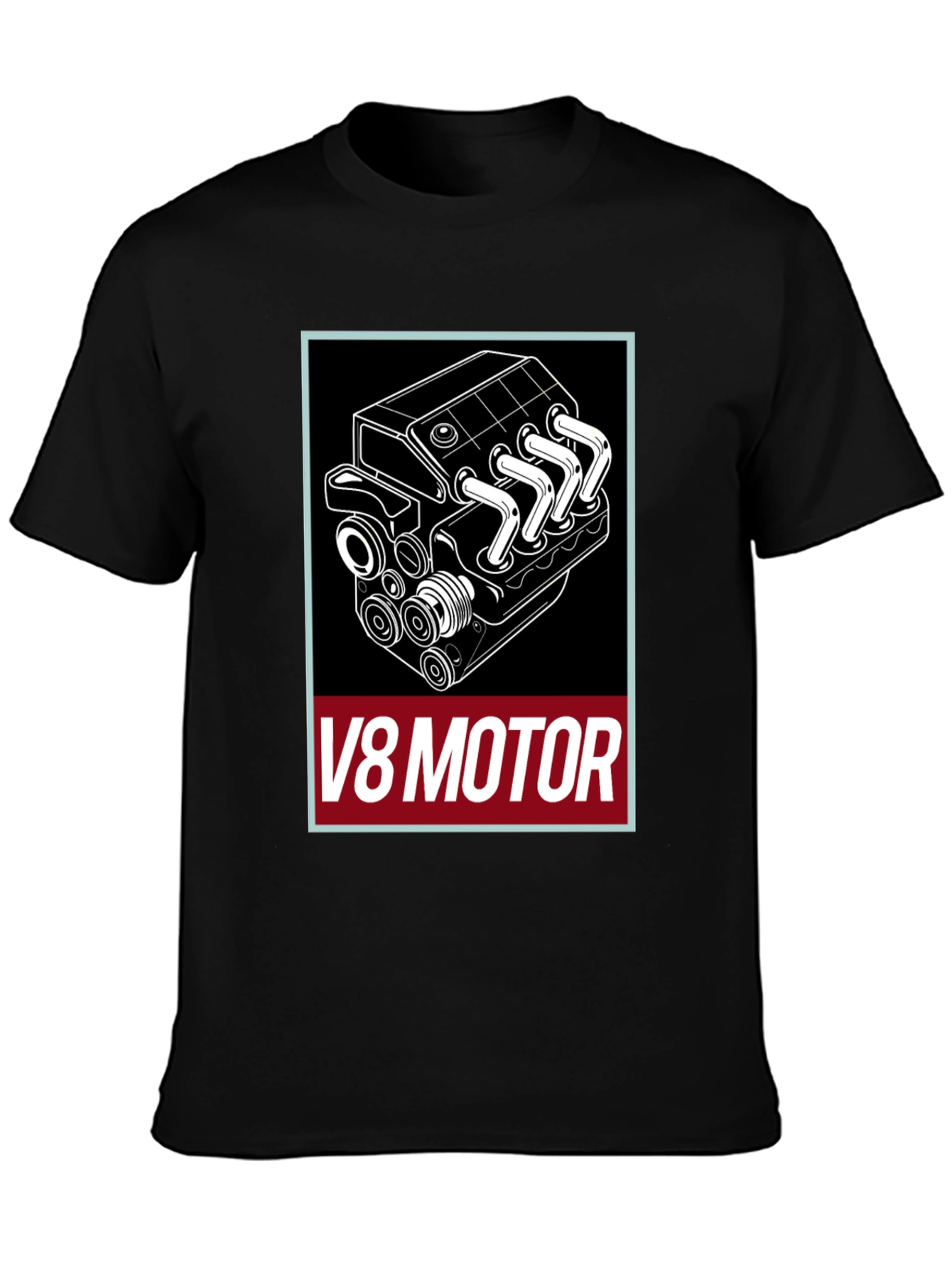 V8 Motor Graphic Tee - Black Cotton T-Shirt