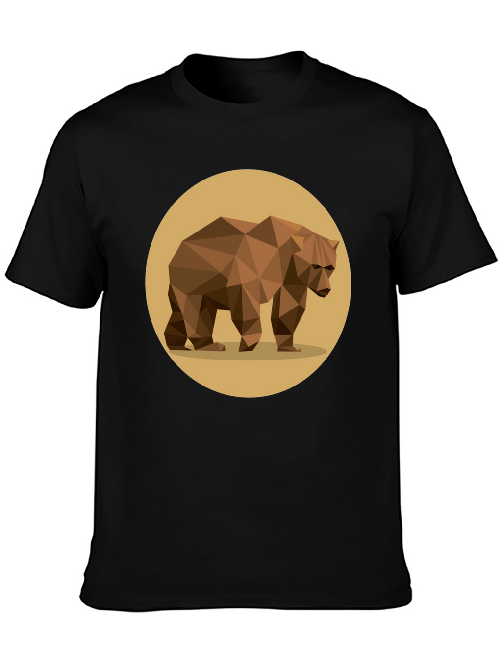 Geometric Bear Graphic Tee - Stylish Mens Black T-Shirt