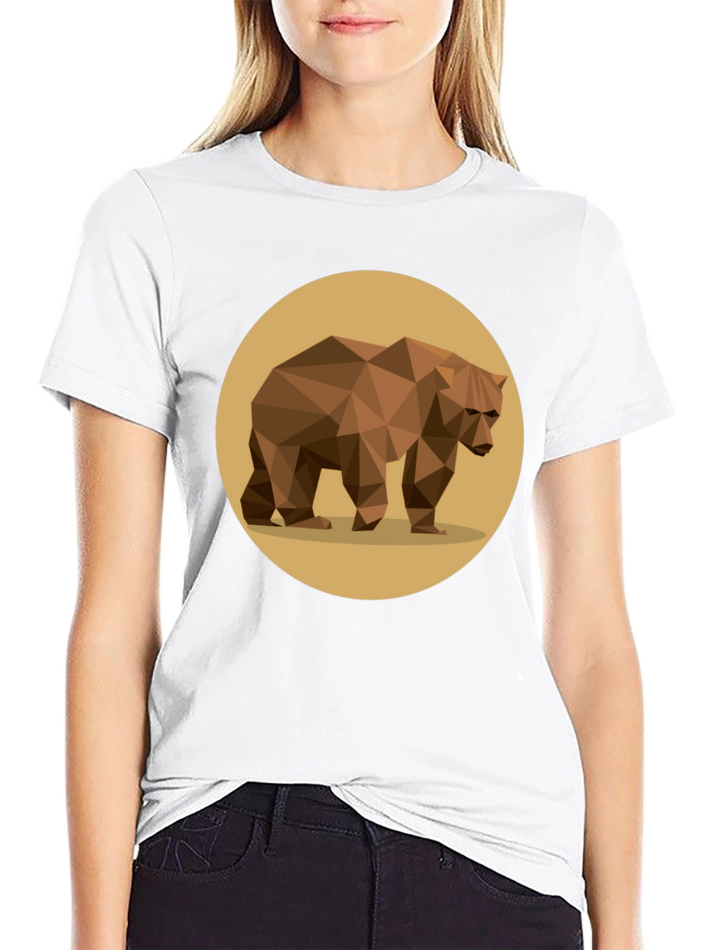 Geometric Bear Graphic Tee - Stylish Mens Black T-Shirt