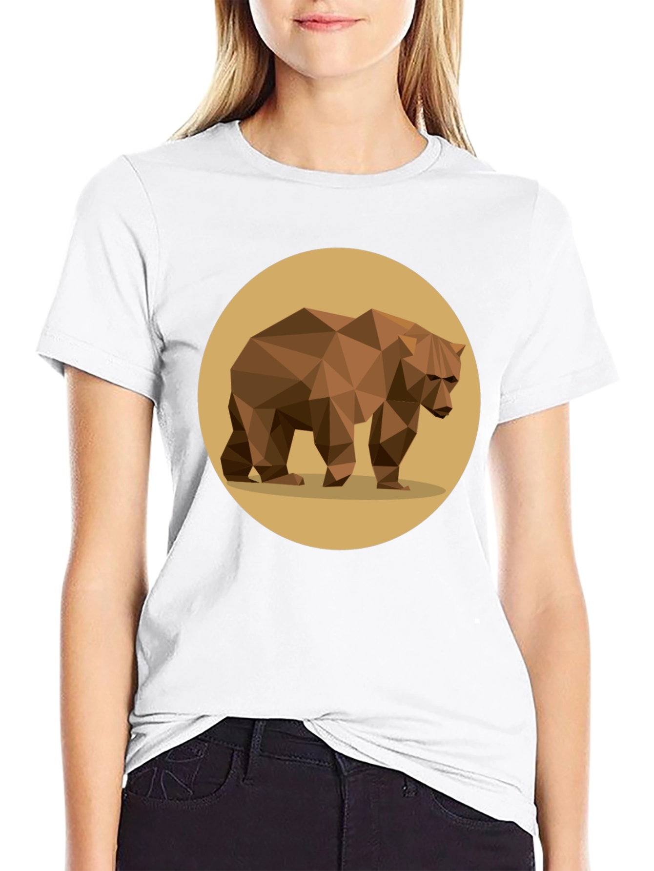 Geometric Bear Graphic Tee - Stylish Mens Black T-Shirt
