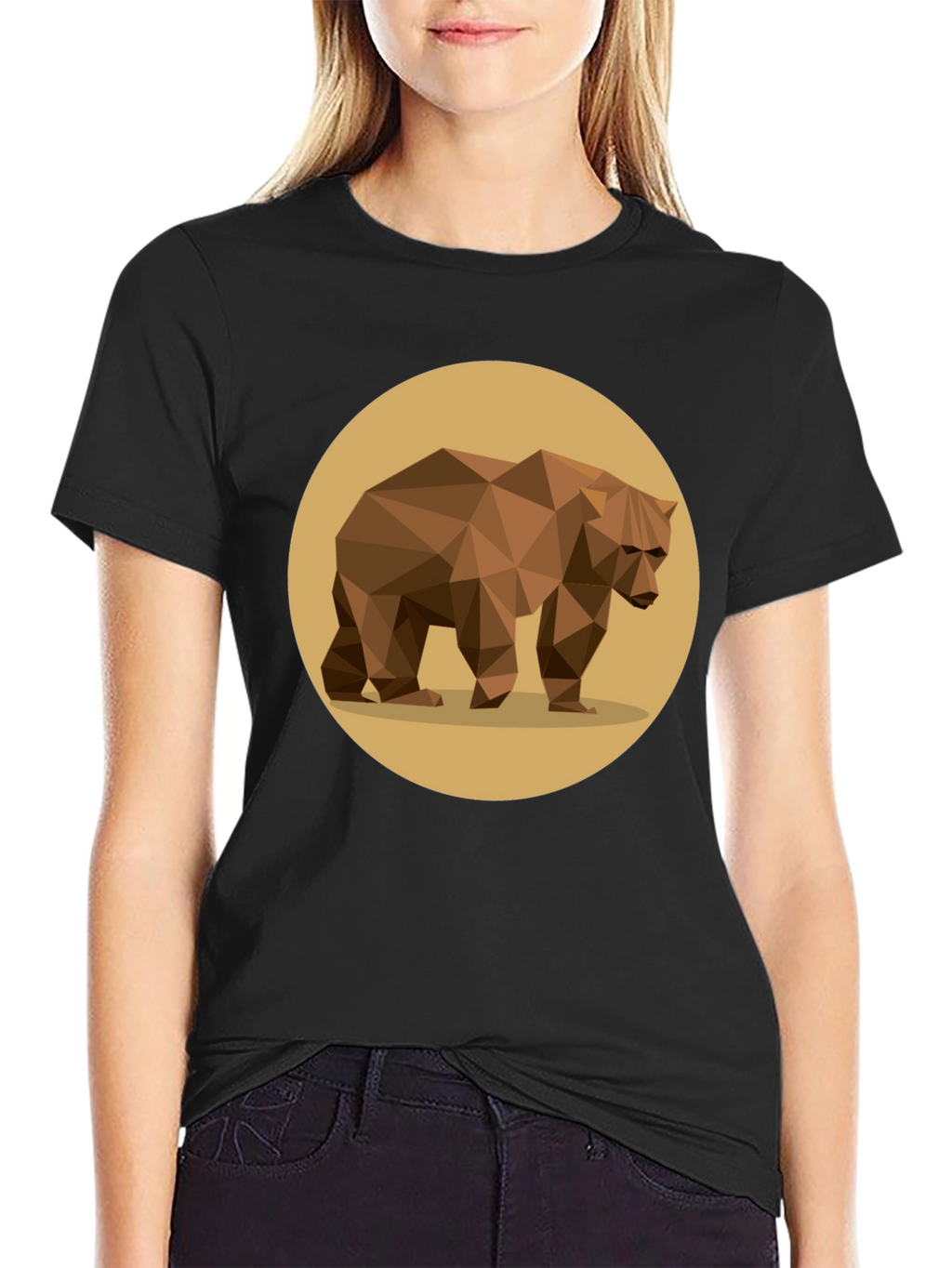 Geometric Bear Graphic Tee - Stylish Mens Black T-Shirt