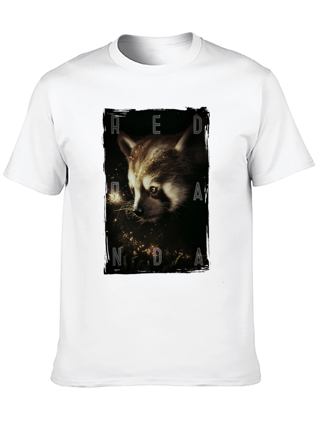 Red Randa Raccoon Graphic Black T-Shirt