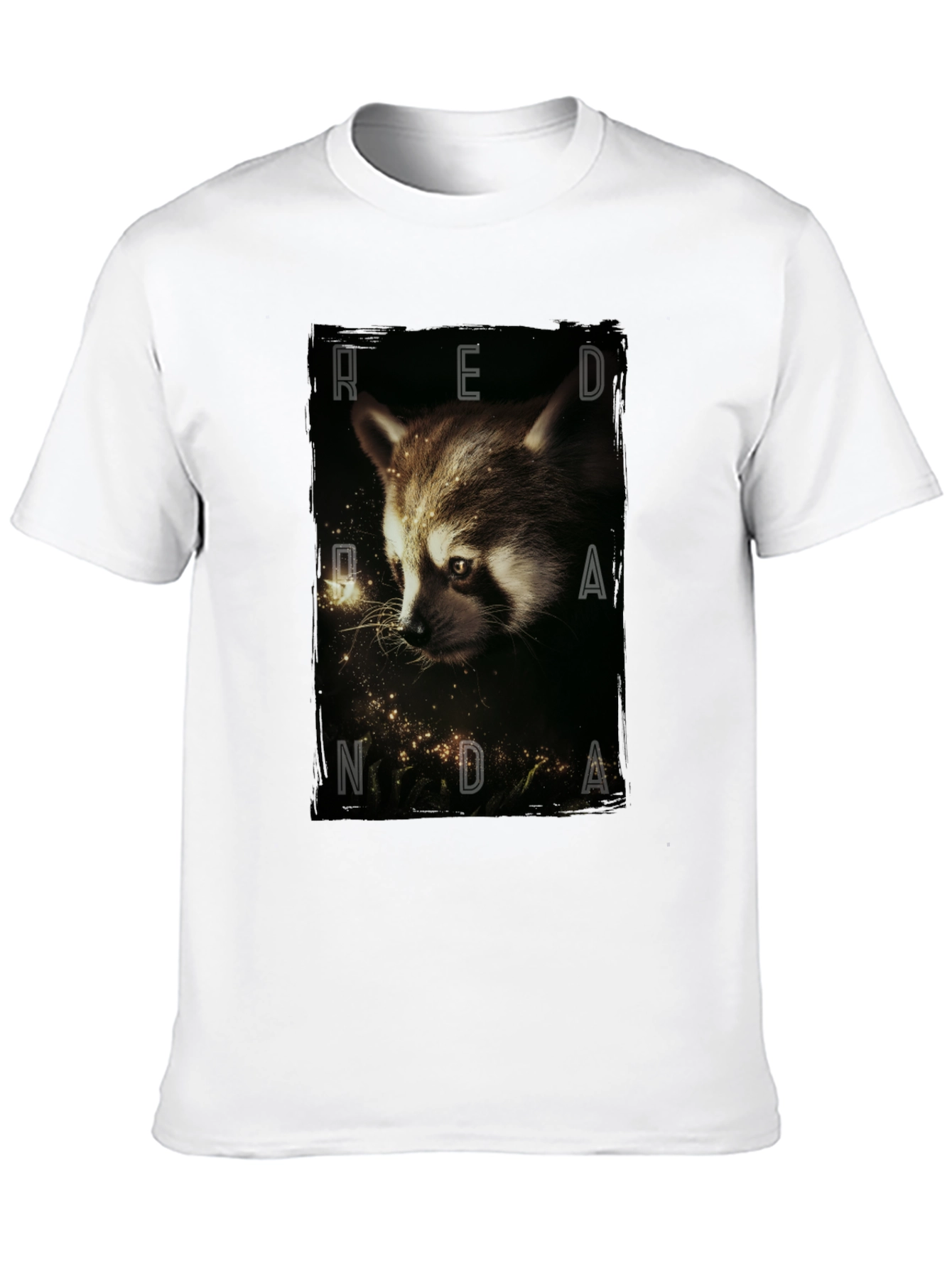 Red Randa Raccoon Graphic Black T-Shirt