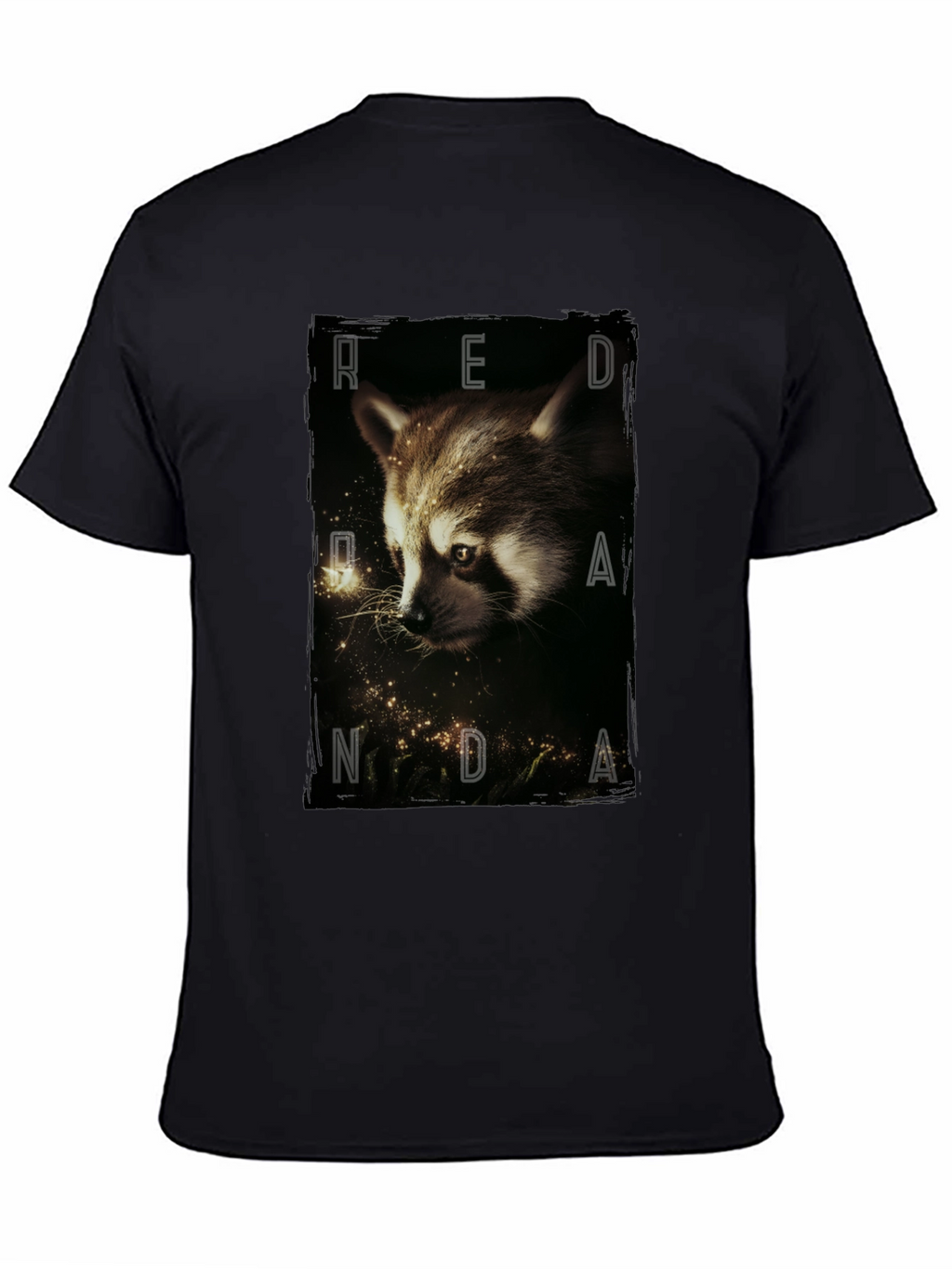 Red Randa Raccoon Graphic Black T-Shirt