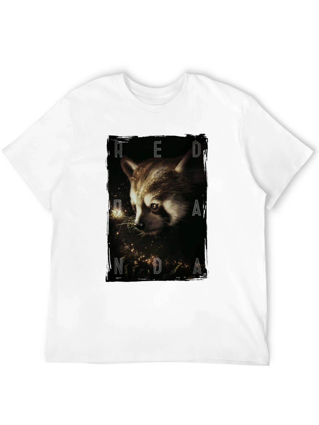 Red Randa Raccoon Graphic Black T-Shirt