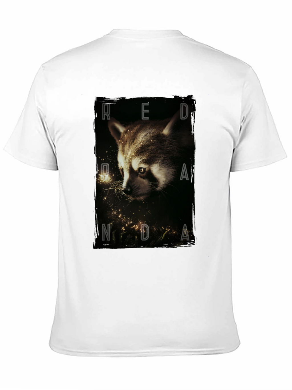 Red Randa Raccoon Graphic Black T-Shirt