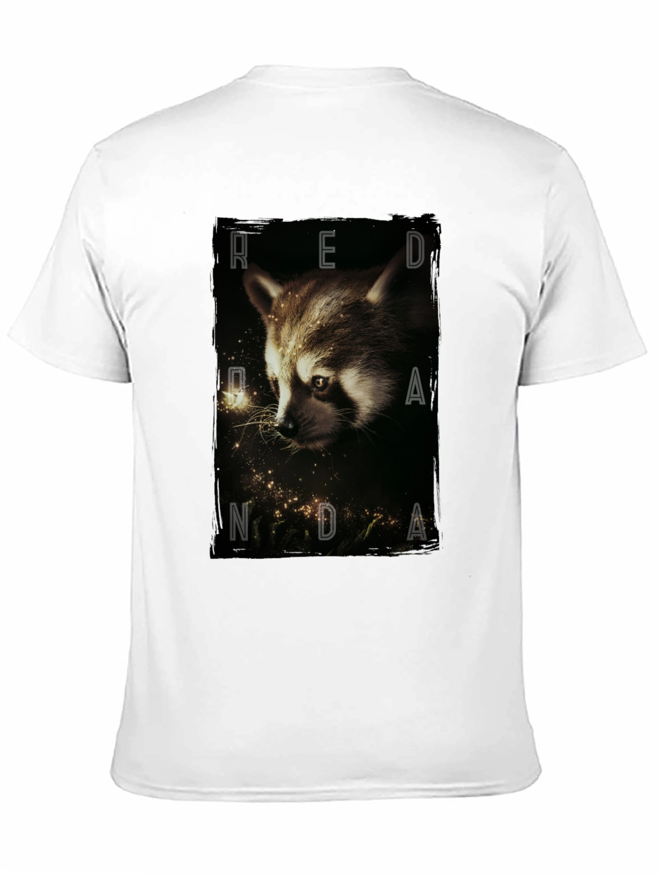 Red Randa Raccoon Graphic Black T-Shirt