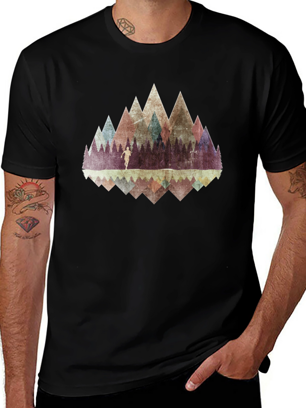 Mountain Reflection Graphic Tee - Black