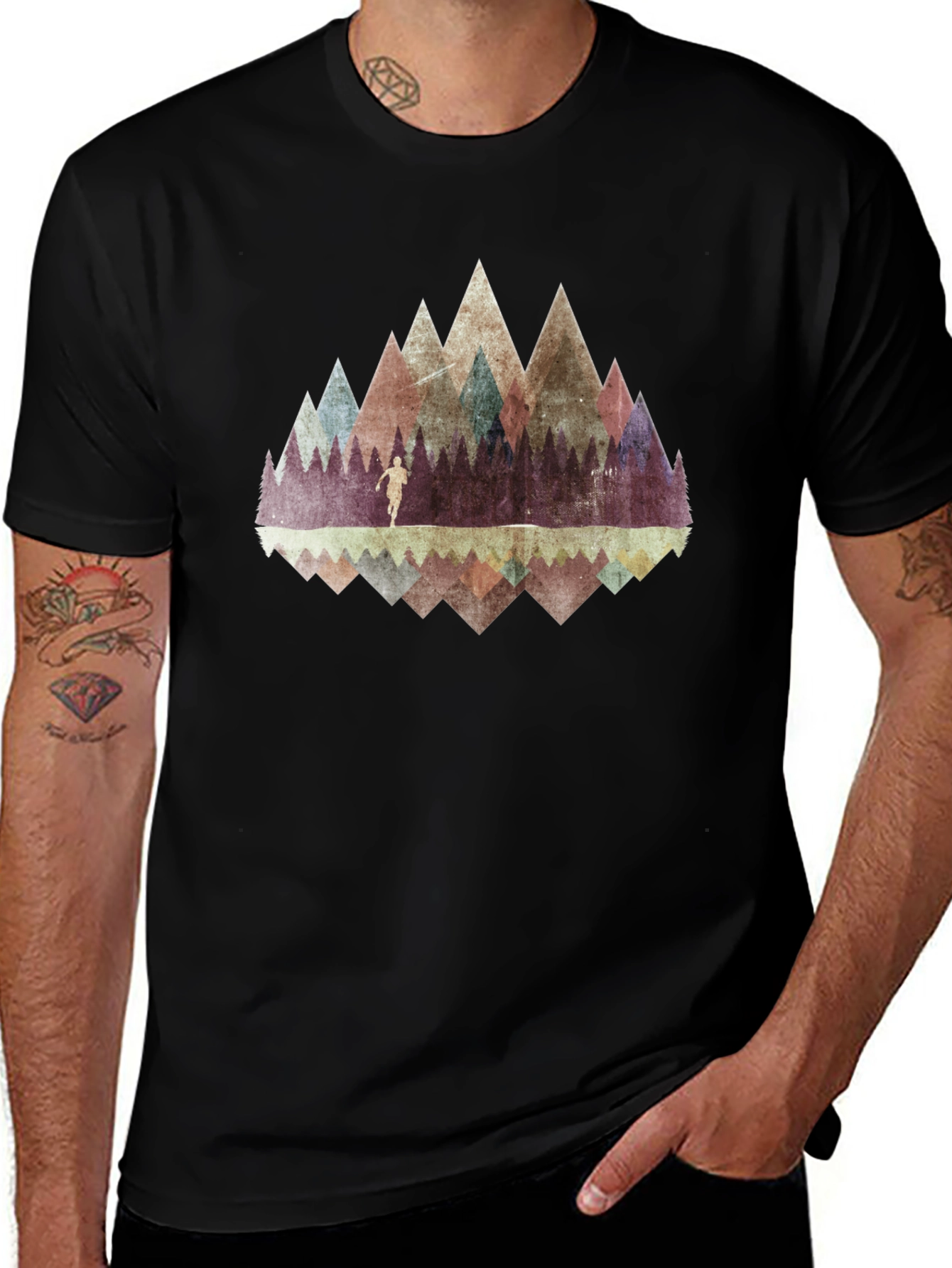 Mountain Reflection Graphic Tee - Black