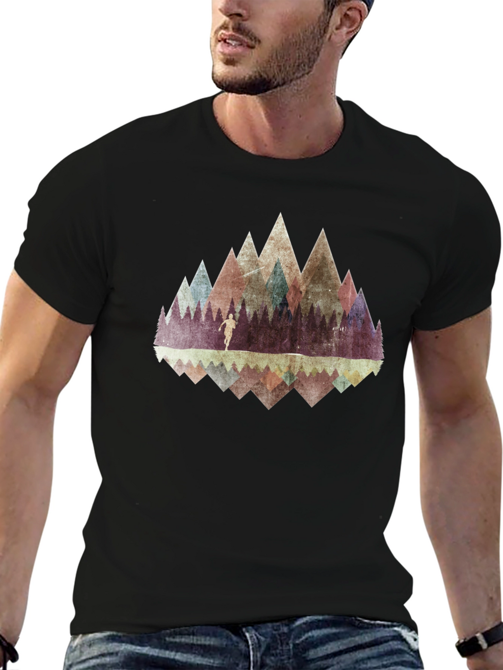 Mountain Reflection Graphic Tee - Black